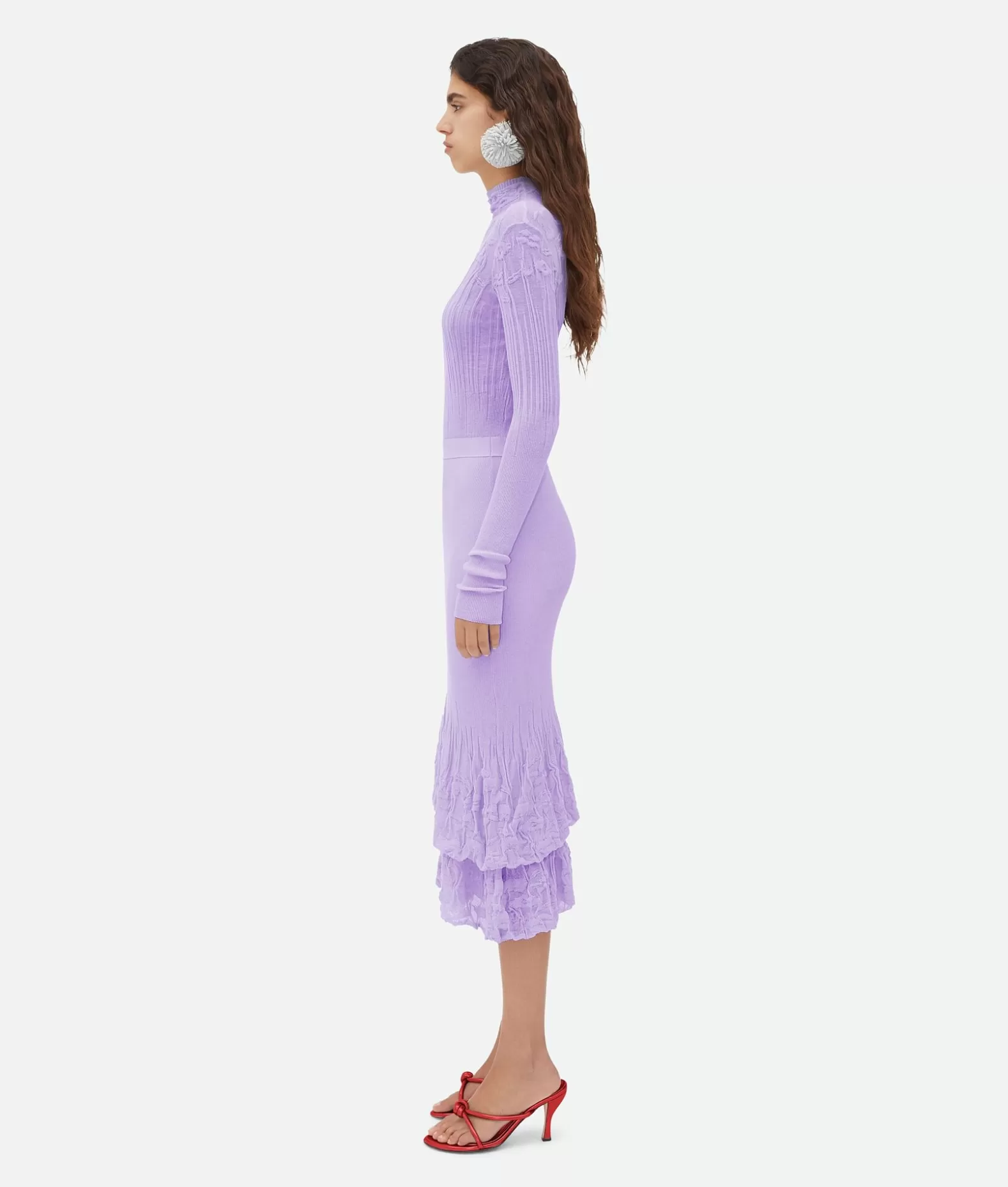 Gonne^Bottega Veneta Gonna Midi 2 In 1 In Cotone Con Fiori Amethyst