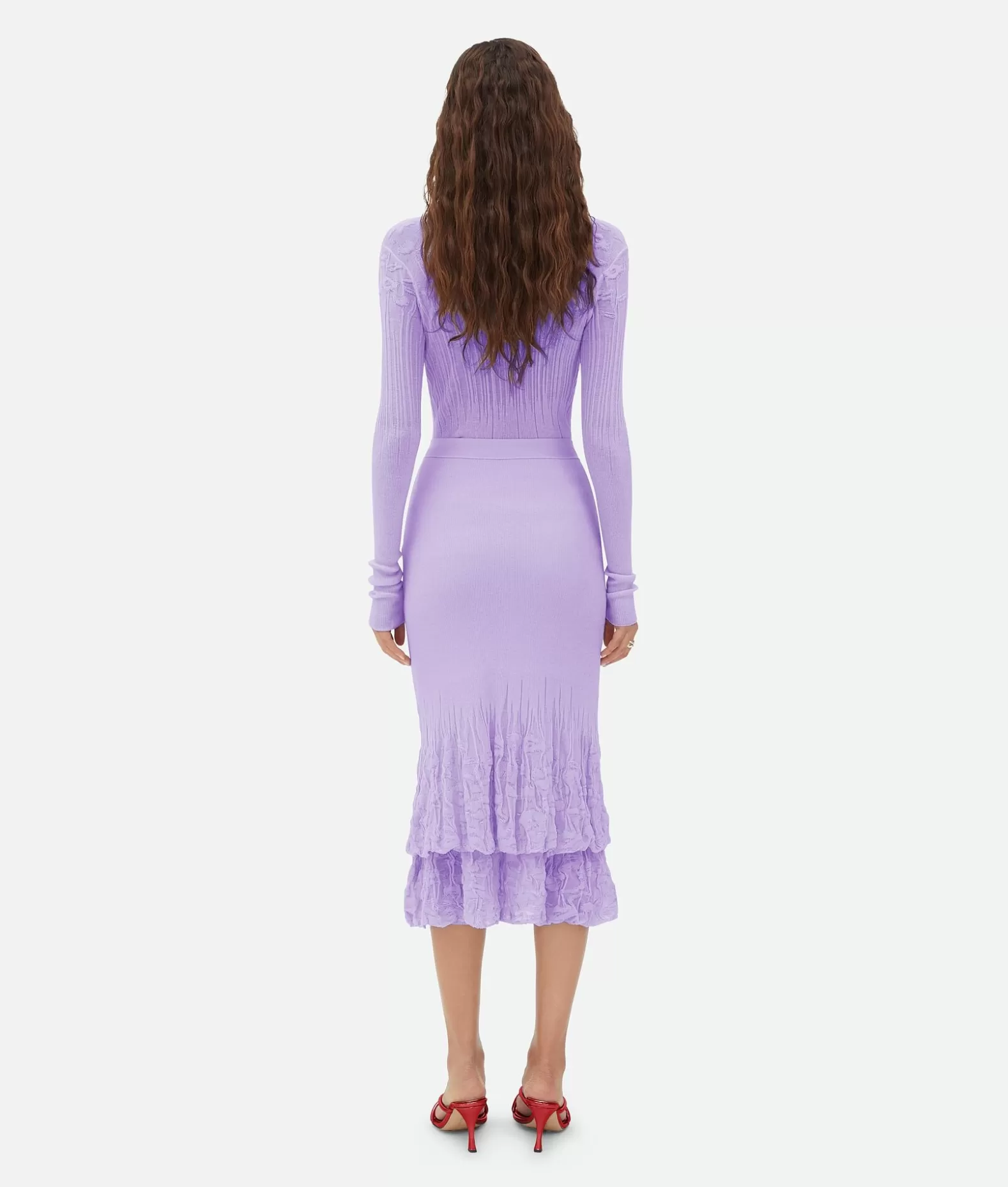 Gonne^Bottega Veneta Gonna Midi 2 In 1 In Cotone Con Fiori Amethyst