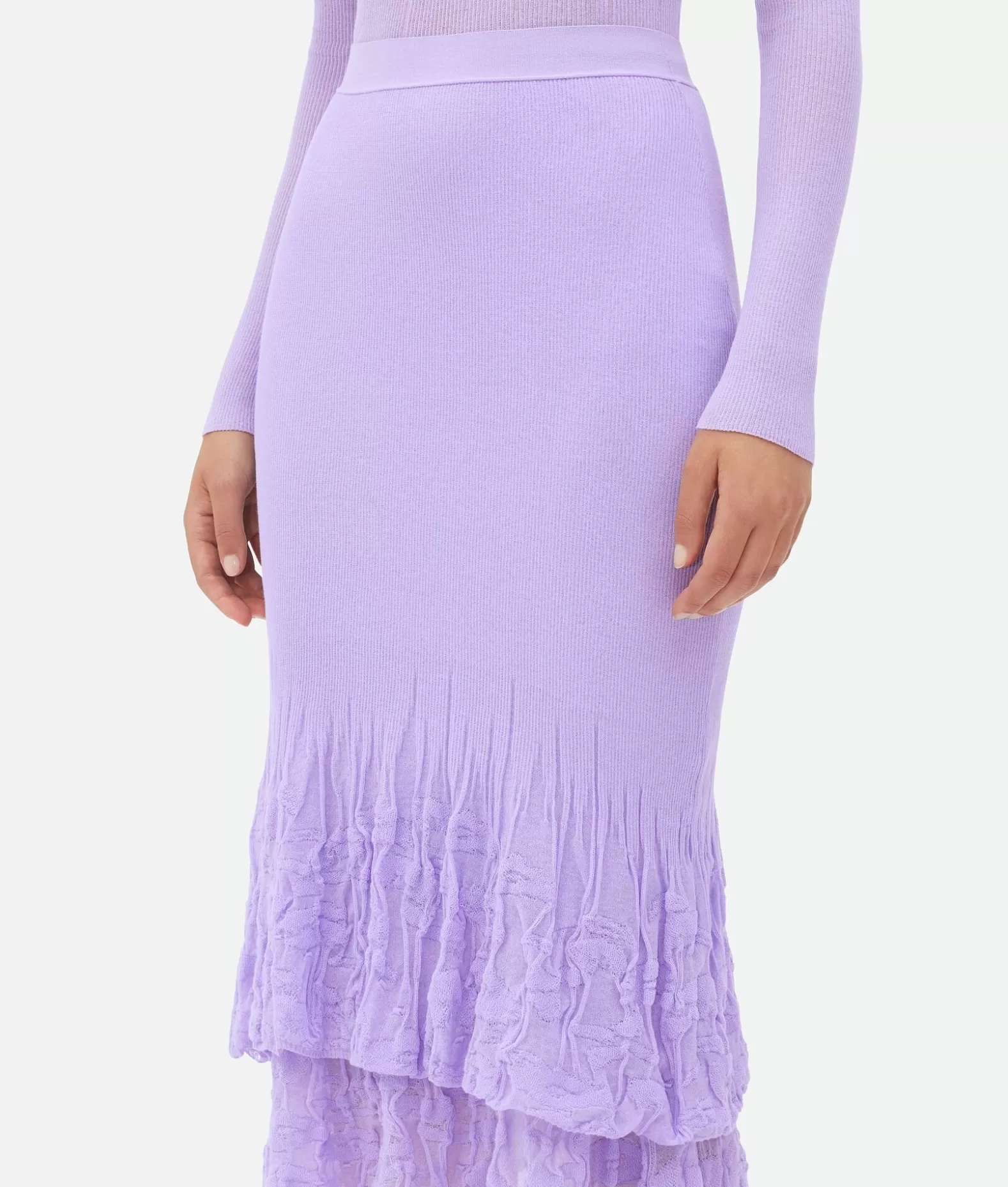 Gonne^Bottega Veneta Gonna Midi 2 In 1 In Cotone Con Fiori Amethyst