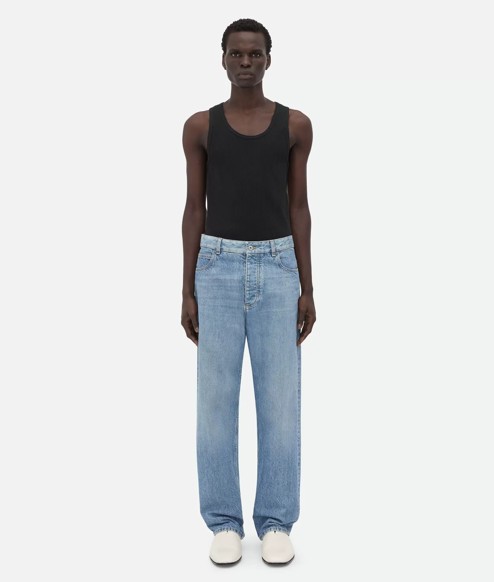 Denim^Bottega Veneta Jeans A Gamba Ampia In Denim Lavaggio Vintage Indigo Mid blue