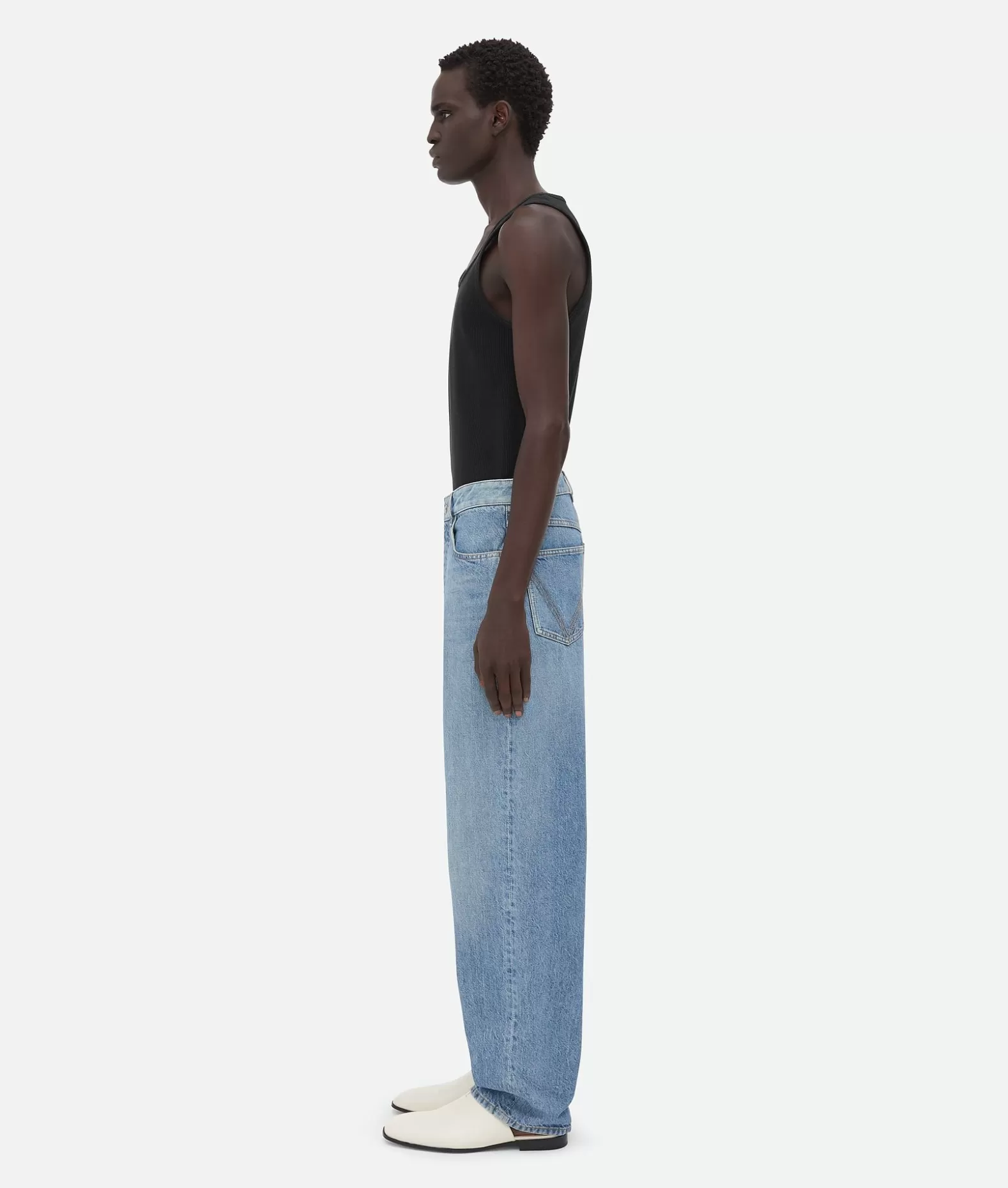 Denim^Bottega Veneta Jeans A Gamba Ampia In Denim Lavaggio Vintage Indigo Mid blue