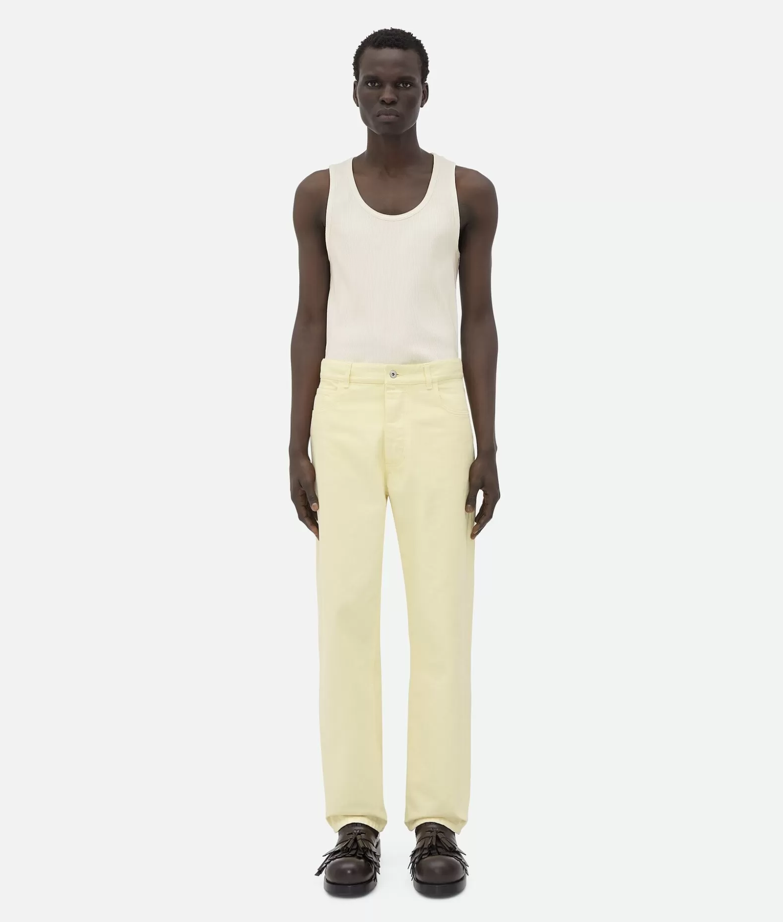 Denim^Bottega Veneta Jeans A Gamba Ampia In Denim Lavaggio Yellow Banana