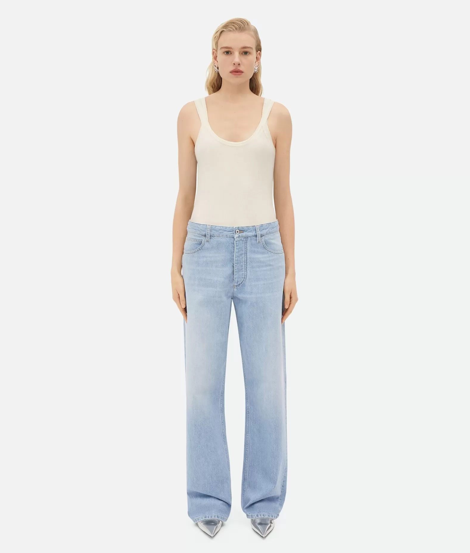 Denim^Bottega Veneta Jeans A Gamba Ampia In Denim Light bleach