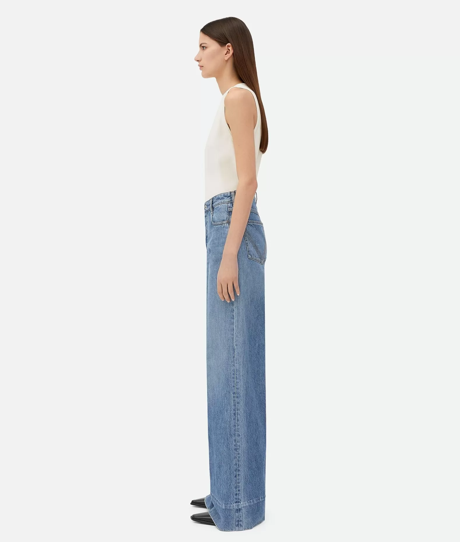 Denim^Bottega Veneta Jeans A Gamba Ampia In Denim Vintage Indigo Mid blue