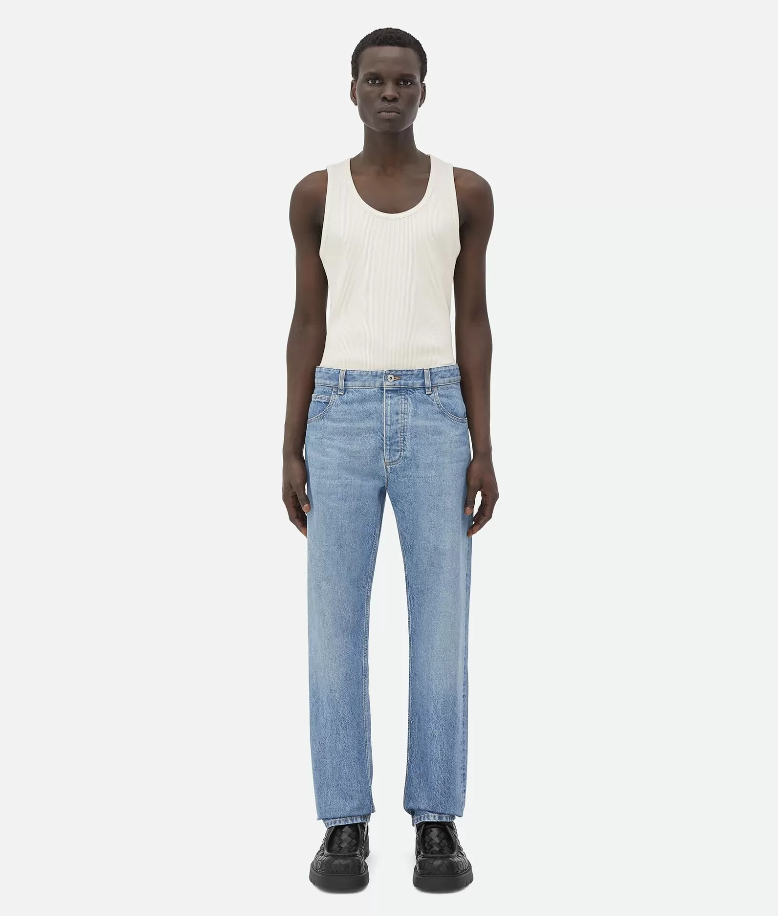 Denim^Bottega Veneta Jeans A Gamba Dritta In Denim Vintage Indigo Mid blue