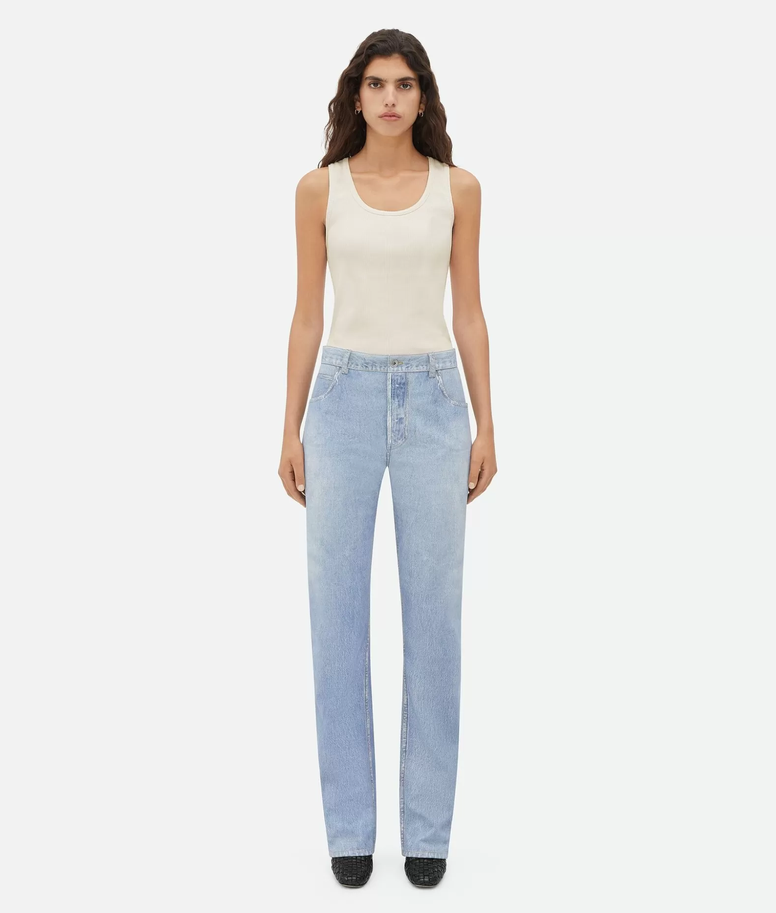 Pelle^Bottega Veneta Jeans Boyfriend In Pelle Stampata Light blue