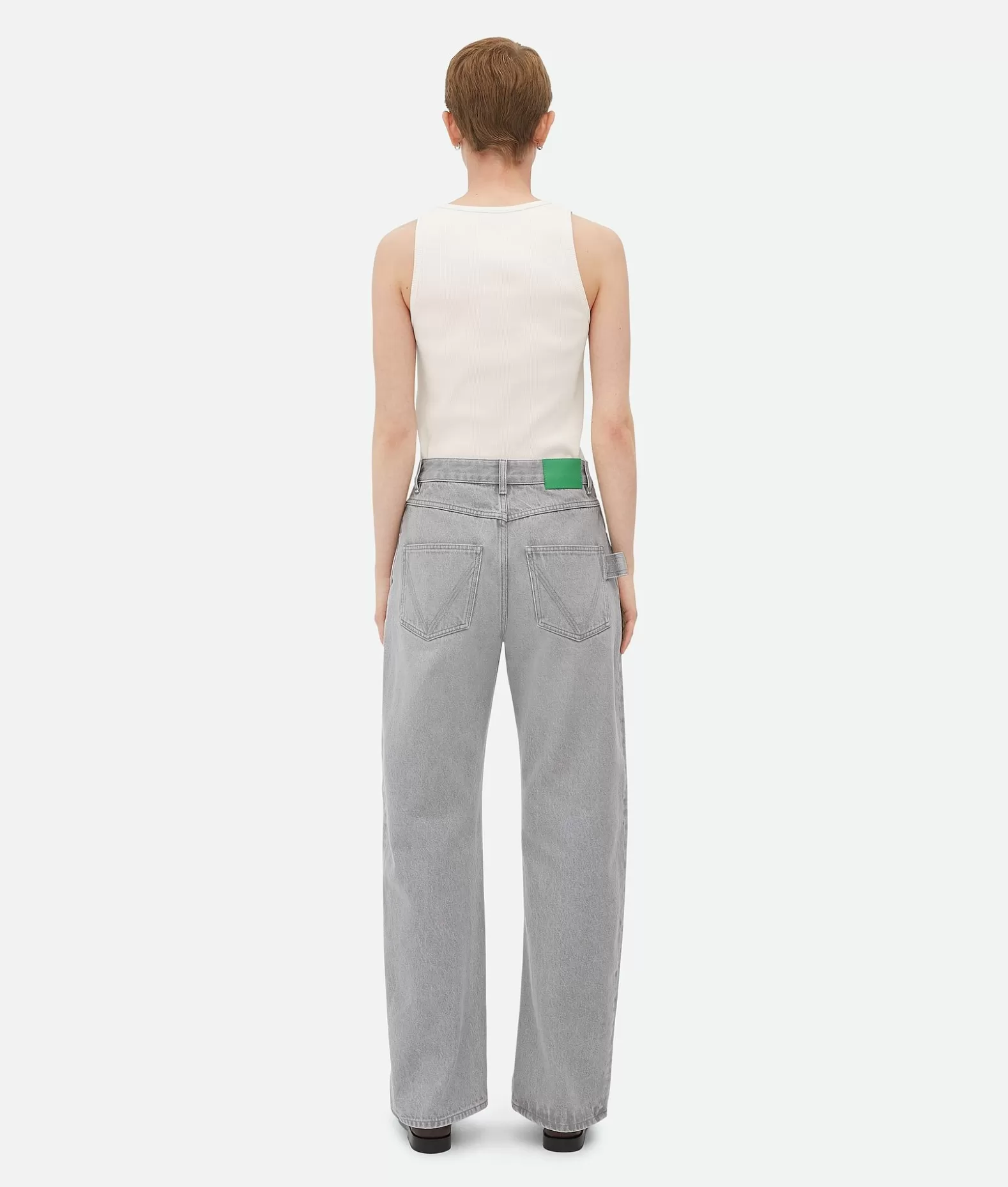 Denim^Bottega Veneta Jeans Dal Taglio Arrotondato In Denim Lavaggio Light grey