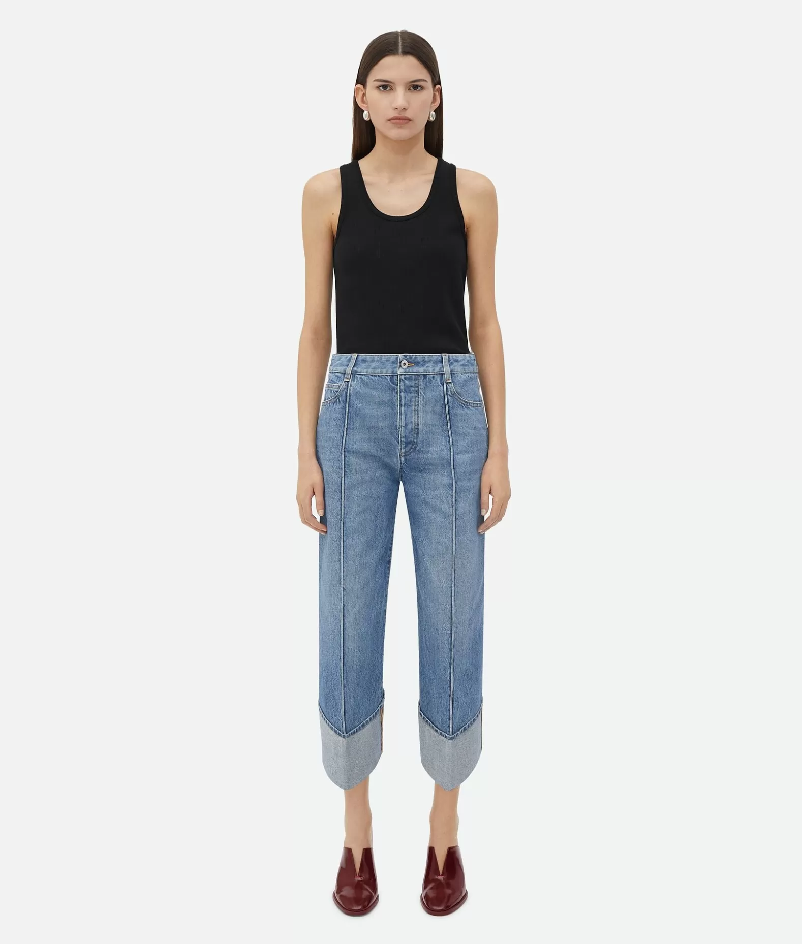 Denim^Bottega Veneta Jeans Dal Taglio Curvo In Denim Vintage Indigo Mid blue