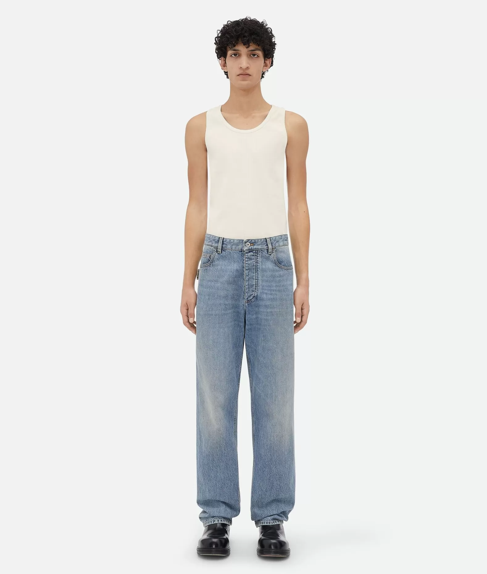 Denim^Bottega Veneta Jeans In Denim A Gamba Ampia Dal Lavaggio Medio Indigo Vintage Mid blue