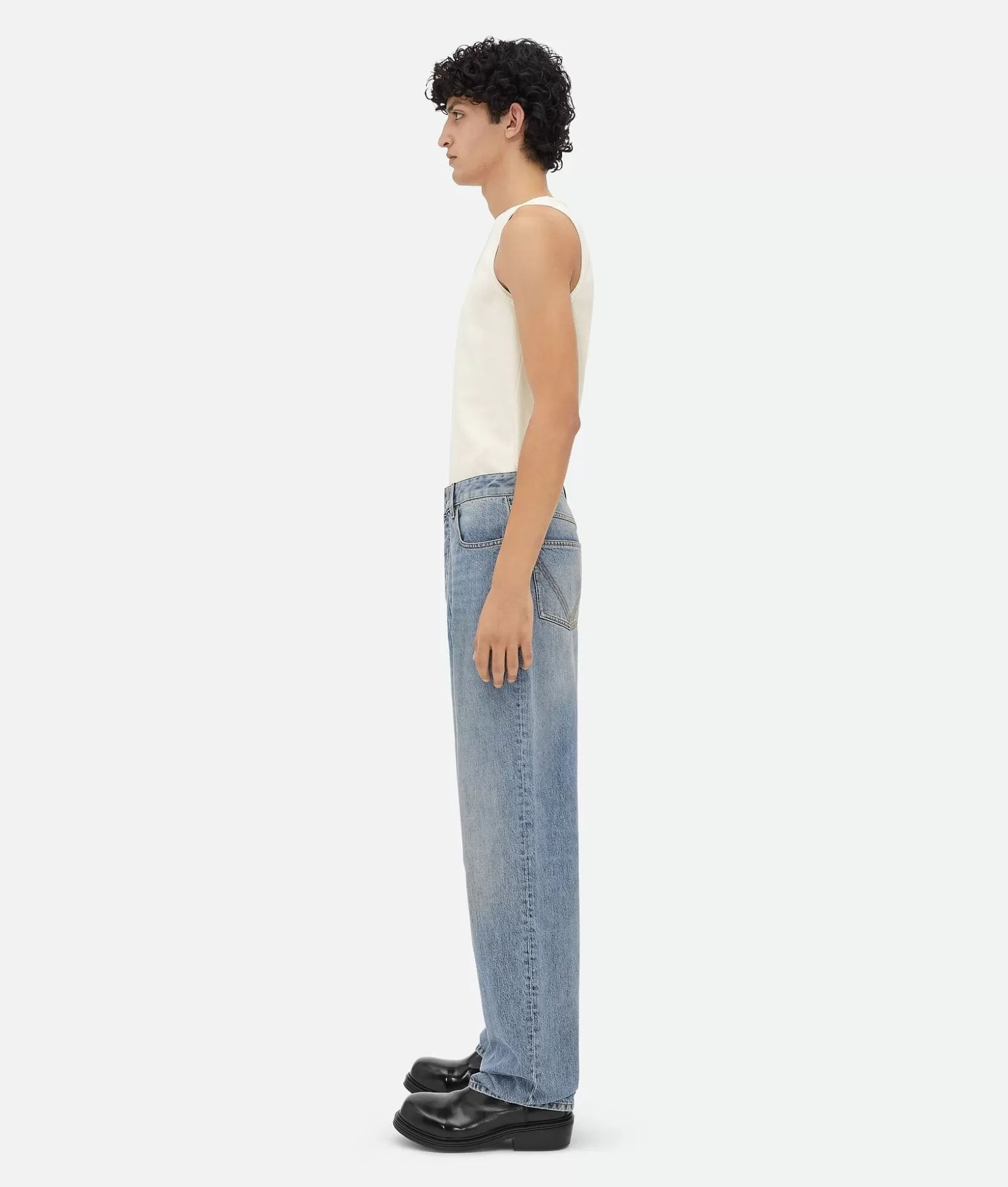 Denim^Bottega Veneta Jeans In Denim A Gamba Ampia Dal Lavaggio Medio Indigo Vintage Mid blue