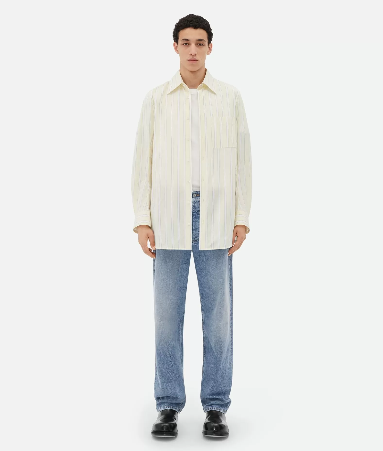 Denim^Bottega Veneta Jeans In Denim A Gamba Ampia Dal Lavaggio Medio Indigo Vintage Mid blue