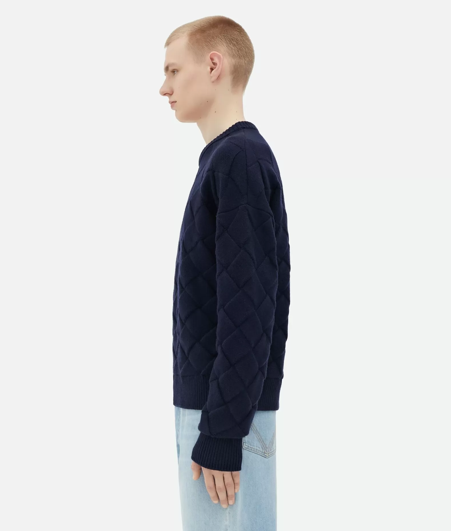 Maglieria^Bottega Veneta Maglia In Lana Con Motivo Intreccio Navy