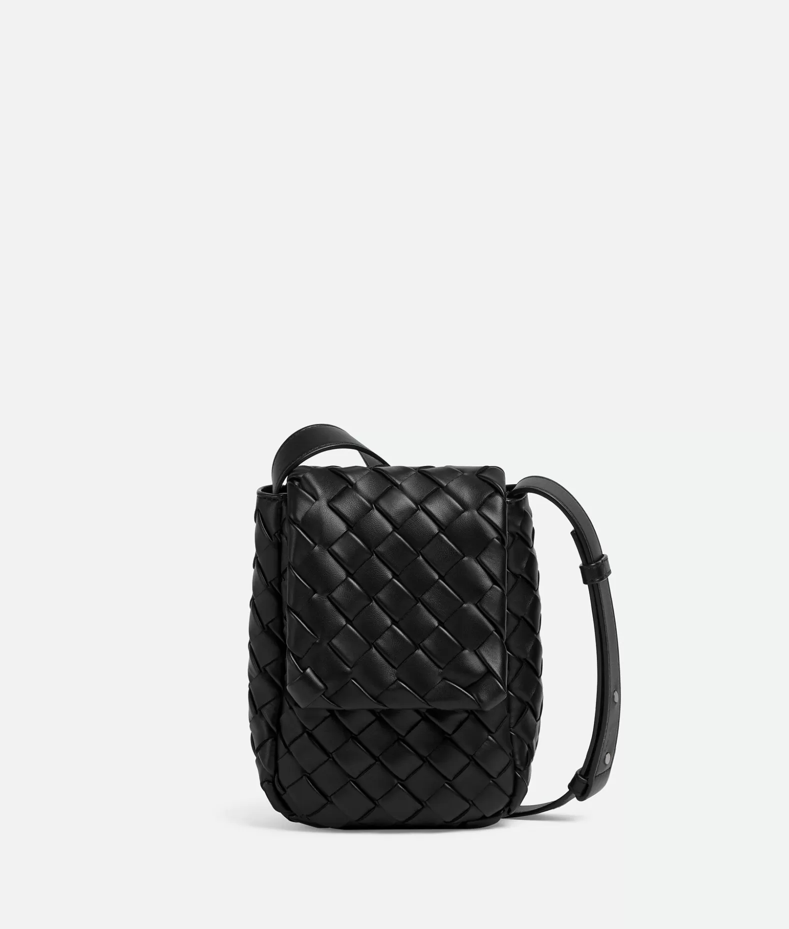 A Tracolla^Bottega Veneta Mini Vertical Cobble Black