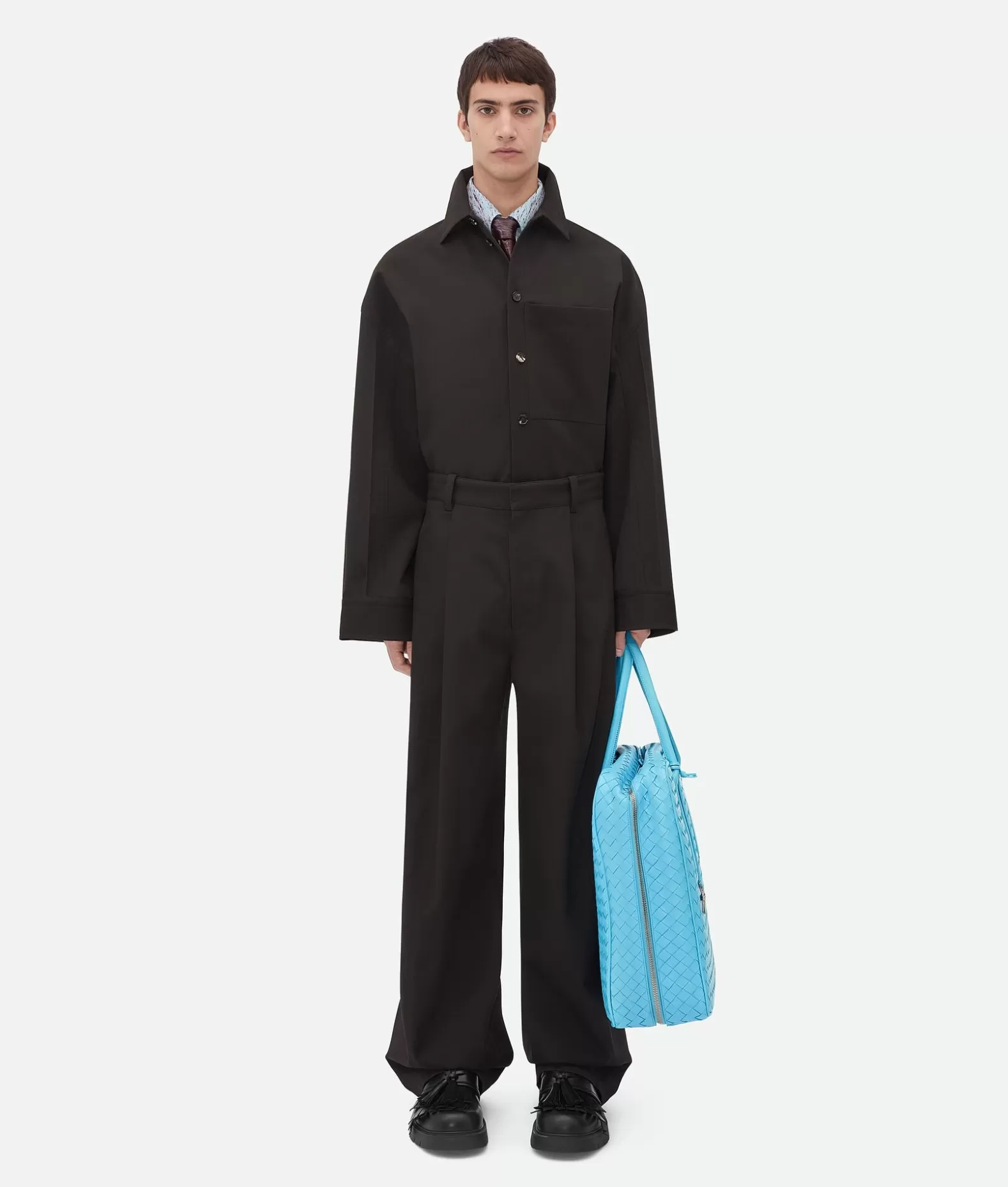 Giacche^Bottega Veneta Overshirt In Lana Dry Mouliné Fondant/camping