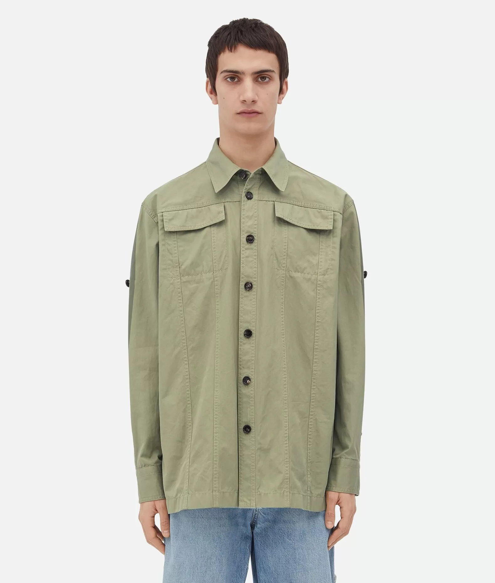 Camicie^Bottega Veneta Overshirt In Twill Di Cotone Leggero Juniper