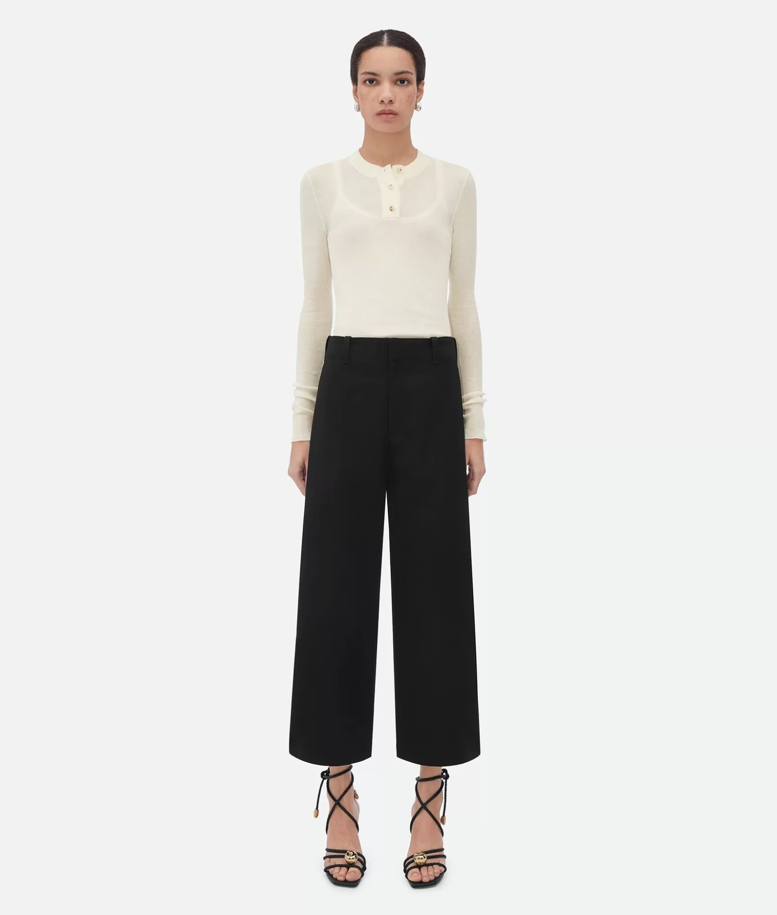 Pantaloni E Shorts^Bottega Veneta Pantaloni A Culotte In Grain De Poudre Black