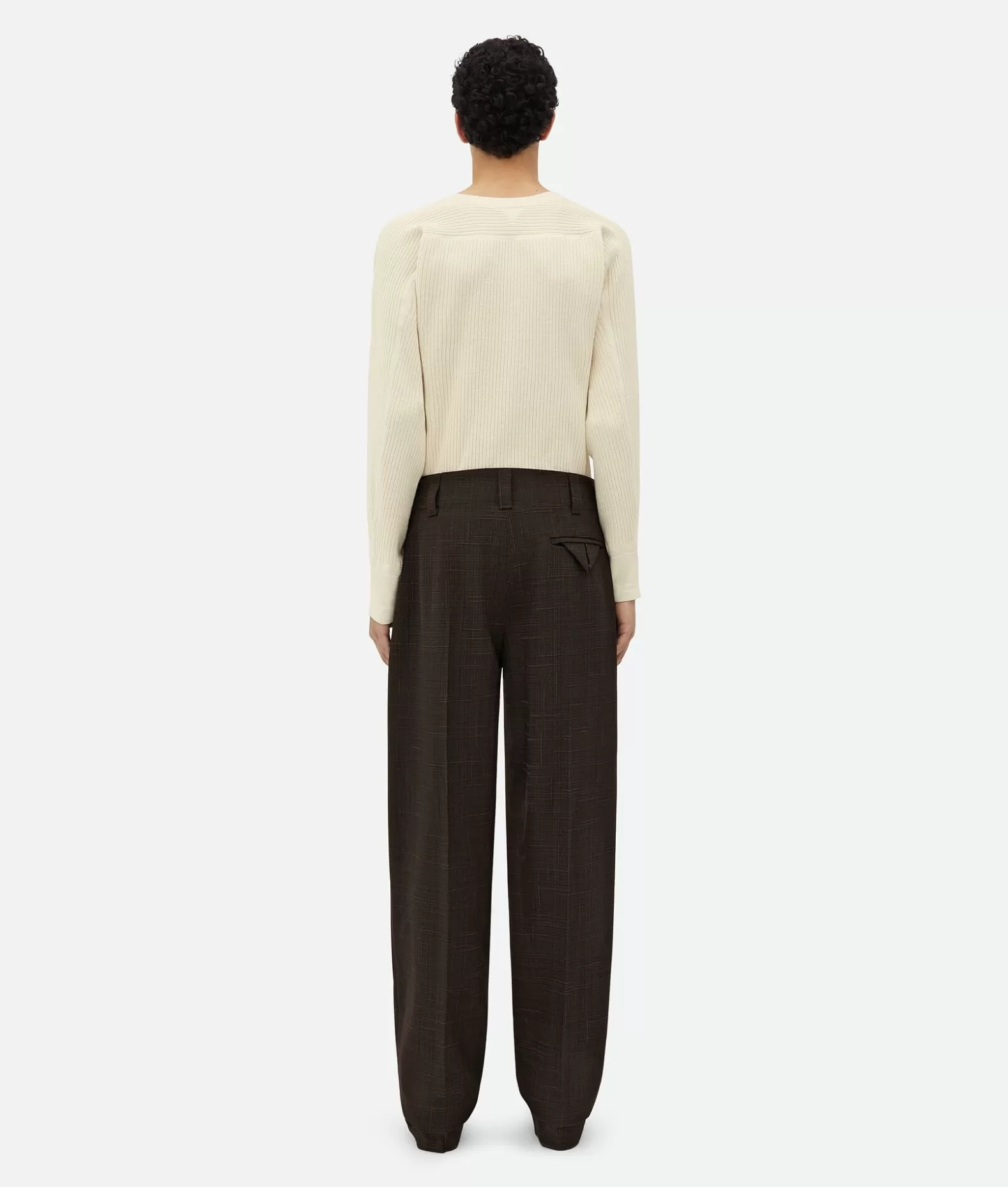 Pantaloni E Shorts^Bottega Veneta Pantaloni Con Pieghe In Seta E Viscosa Con Motivo Incrociato Fondant / Black melange