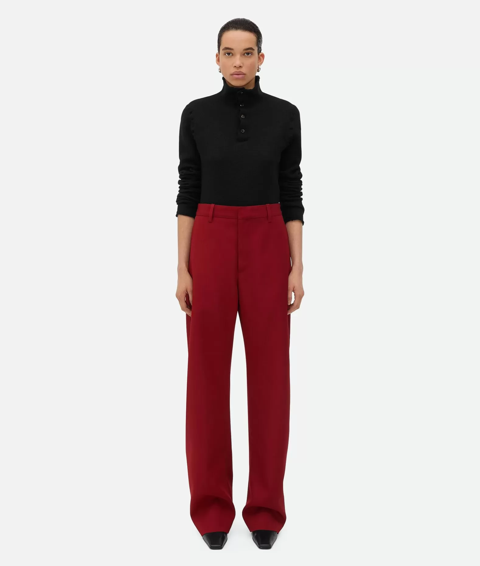 Pantaloni E Shorts^Bottega Veneta Pantaloni Dal Taglio Arrotondato In Twill Di Lana Rosewood