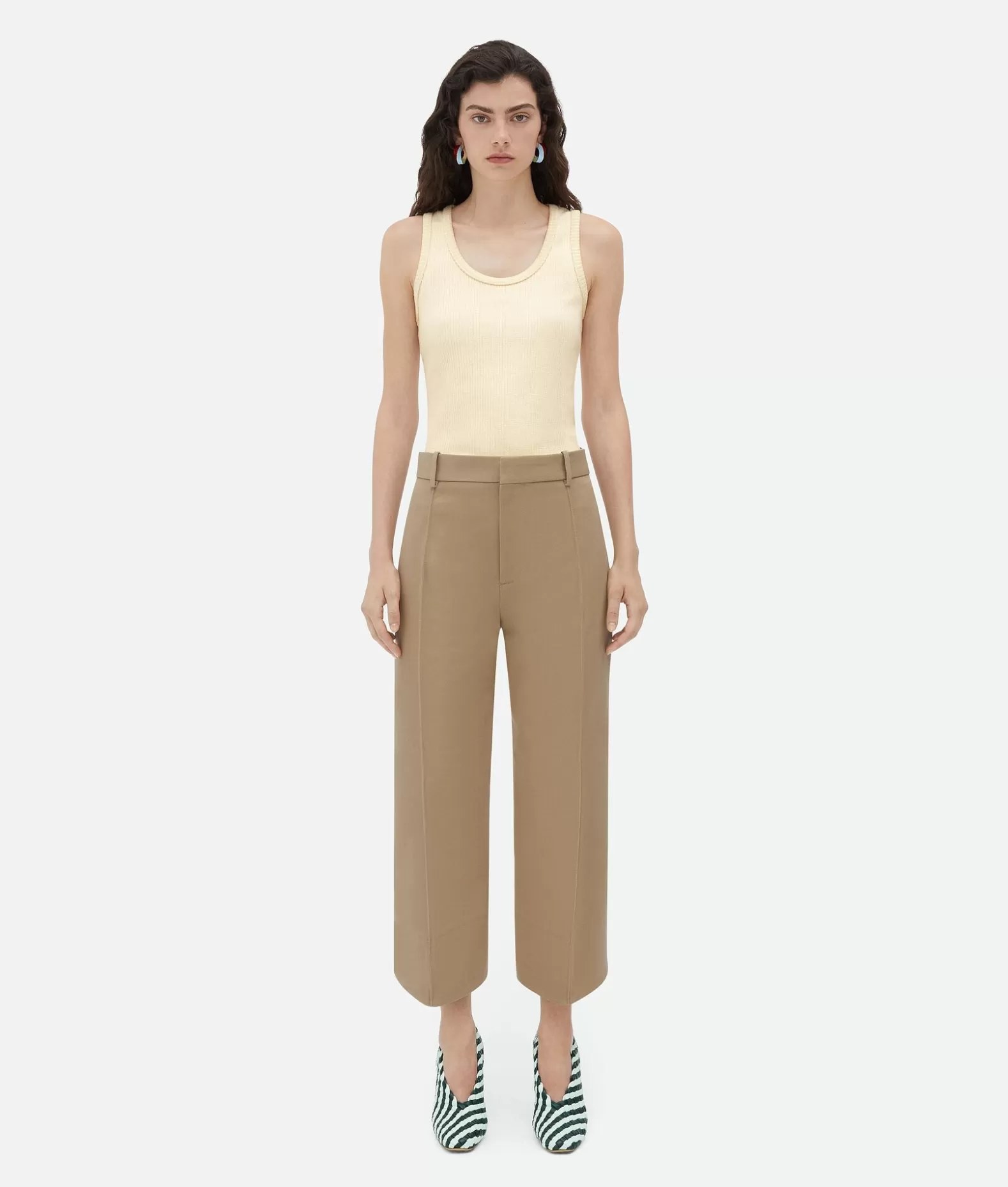 Pantaloni E Shorts^Bottega Veneta Pantaloni In Cotone Dalla Linea Curva Sesame