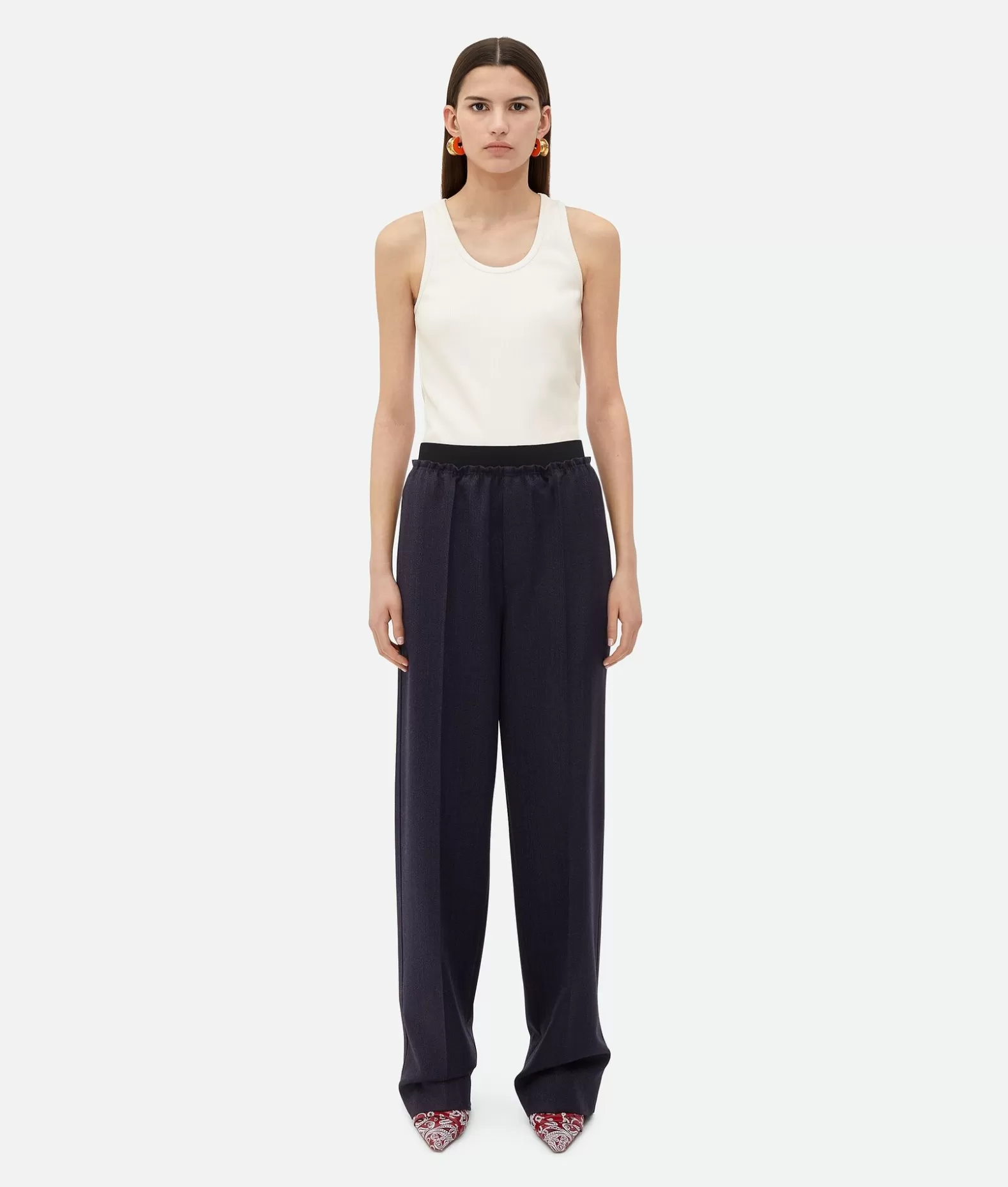 Pantaloni E Shorts^Bottega Veneta Pantaloni In Lana A Righe Black/blue melange