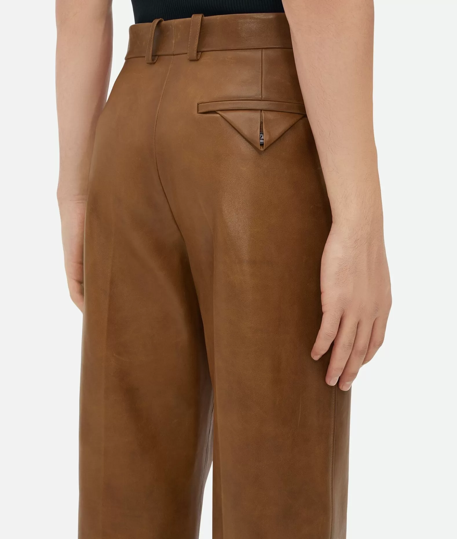 Pantaloni E Shorts | Pelle^Bottega Veneta Pantaloni In Pelle Effetto Vintage Teak wood