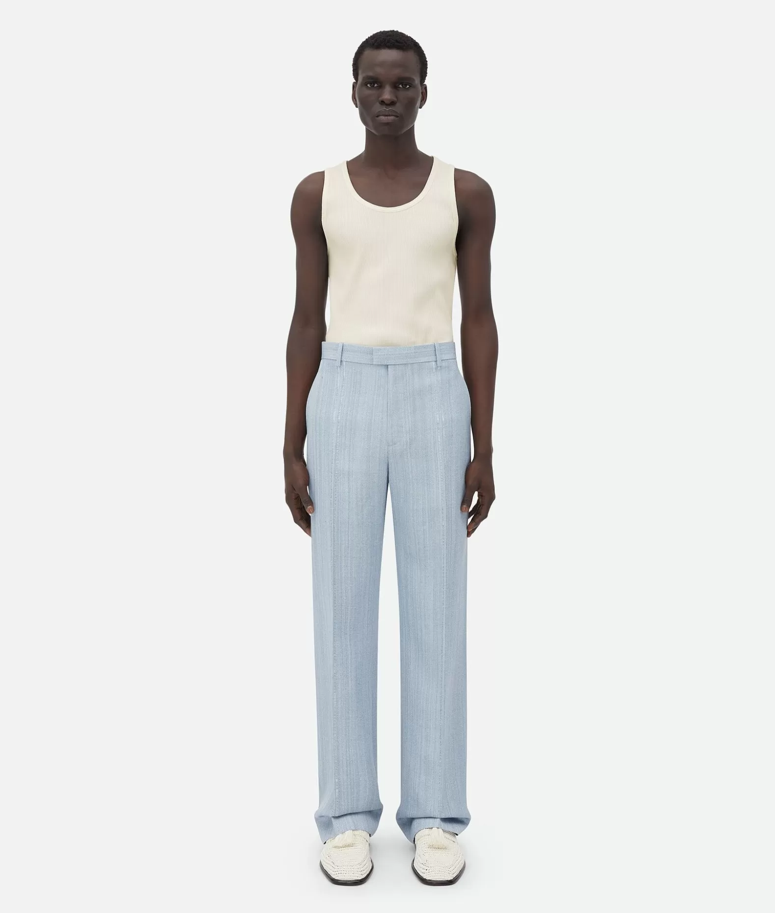 Pantaloni E Shorts^Bottega Veneta Pantaloni In Seta Di Viscosa Con Dettaglio Ricamato River/cloud