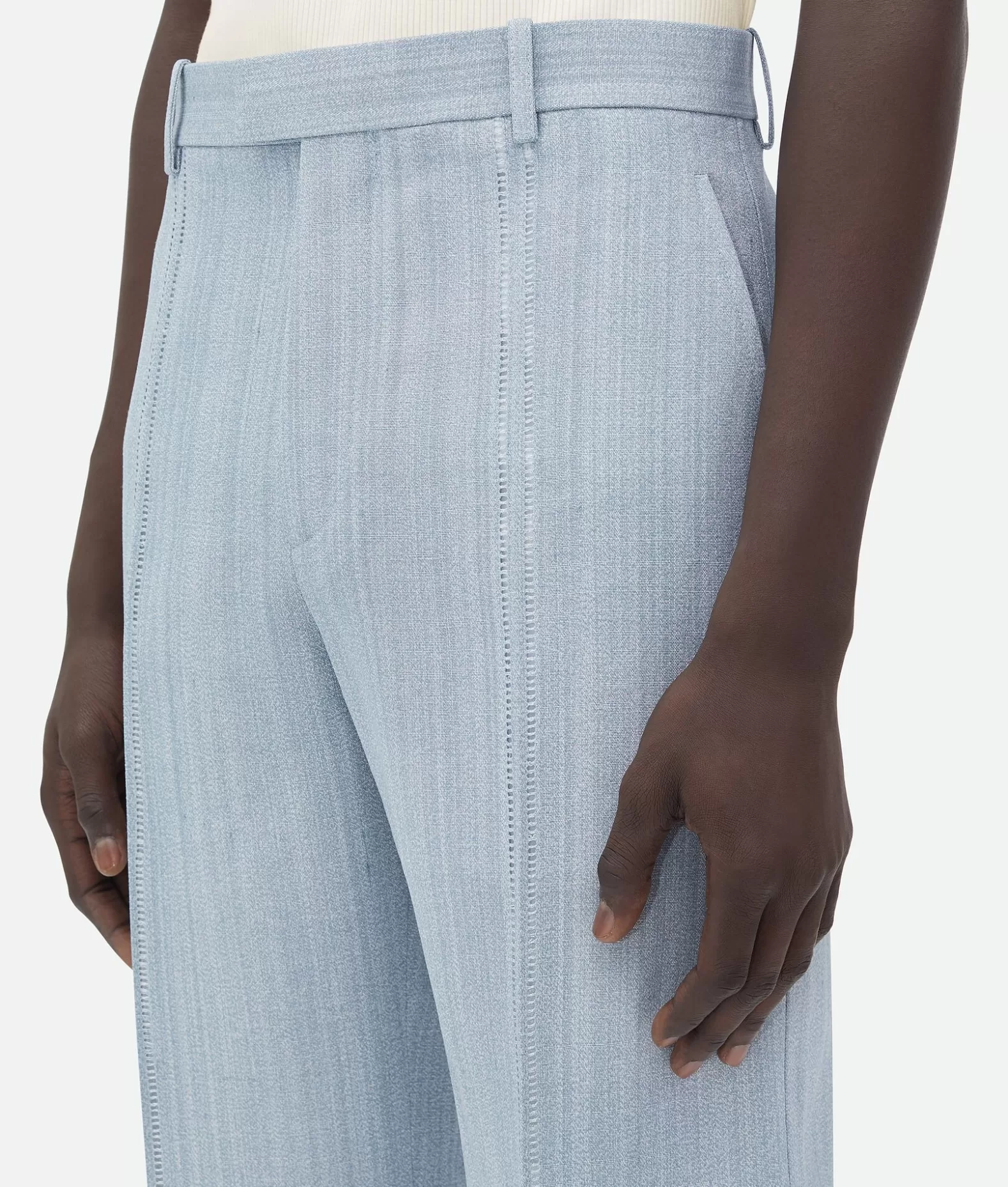 Pantaloni E Shorts^Bottega Veneta Pantaloni In Seta Di Viscosa Con Dettaglio Ricamato River/cloud