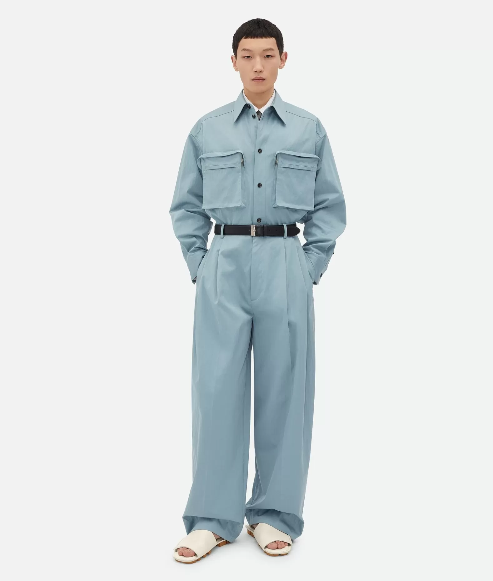 Pantaloni E Shorts^Bottega Veneta Pantaloni In Twill Di Cotone Steel blue