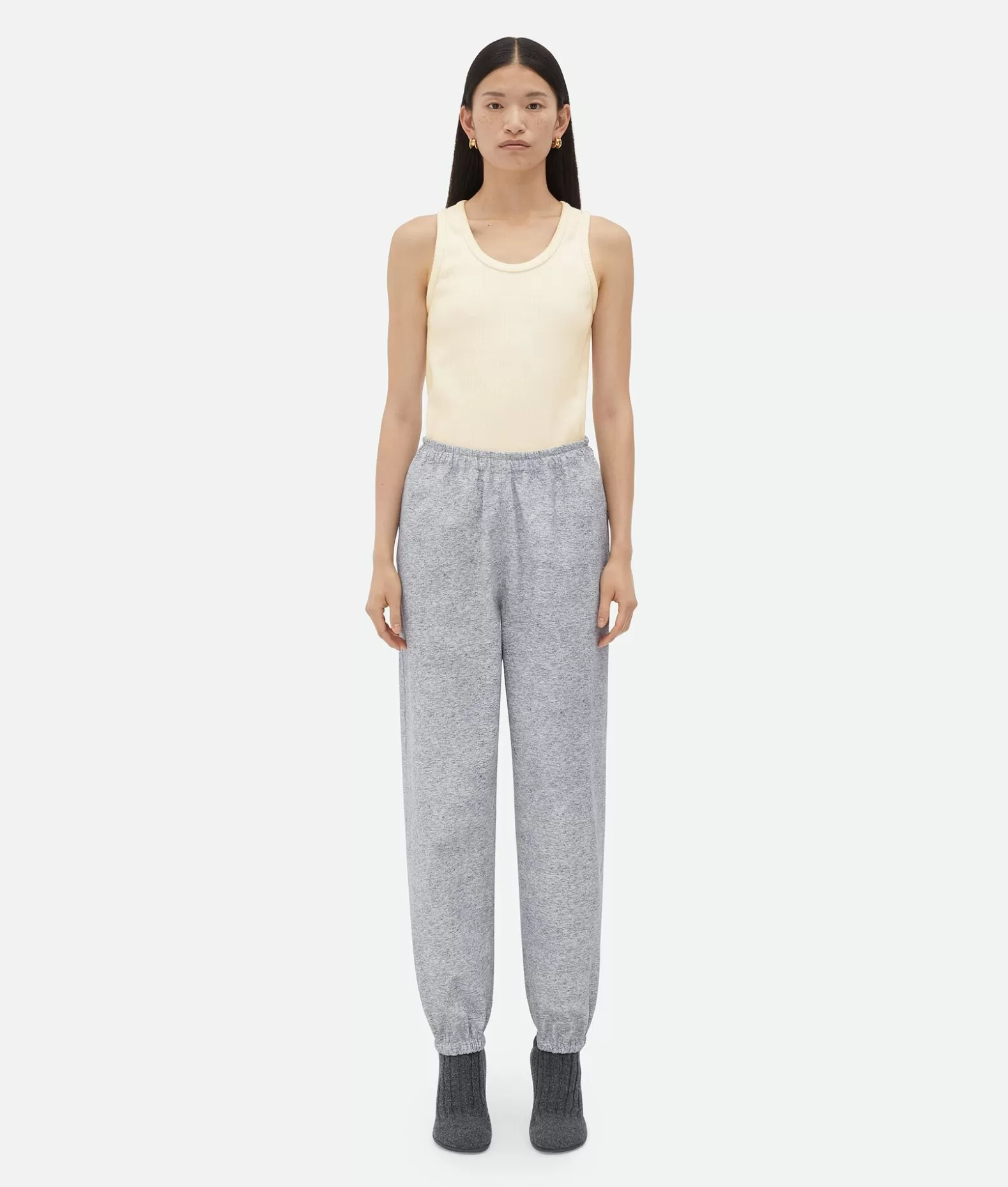 Pelle^Bottega Veneta Pantaloni Jogger In Pelle Con Stampa Effetto Jersey Light grey melange