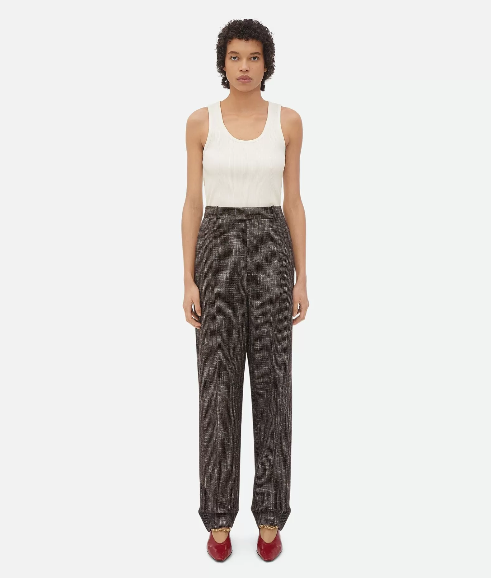 Pantaloni E Shorts^Bottega Veneta Pantaloni Pied-de-poule In Lana E Cotone Black/charcoal/camel