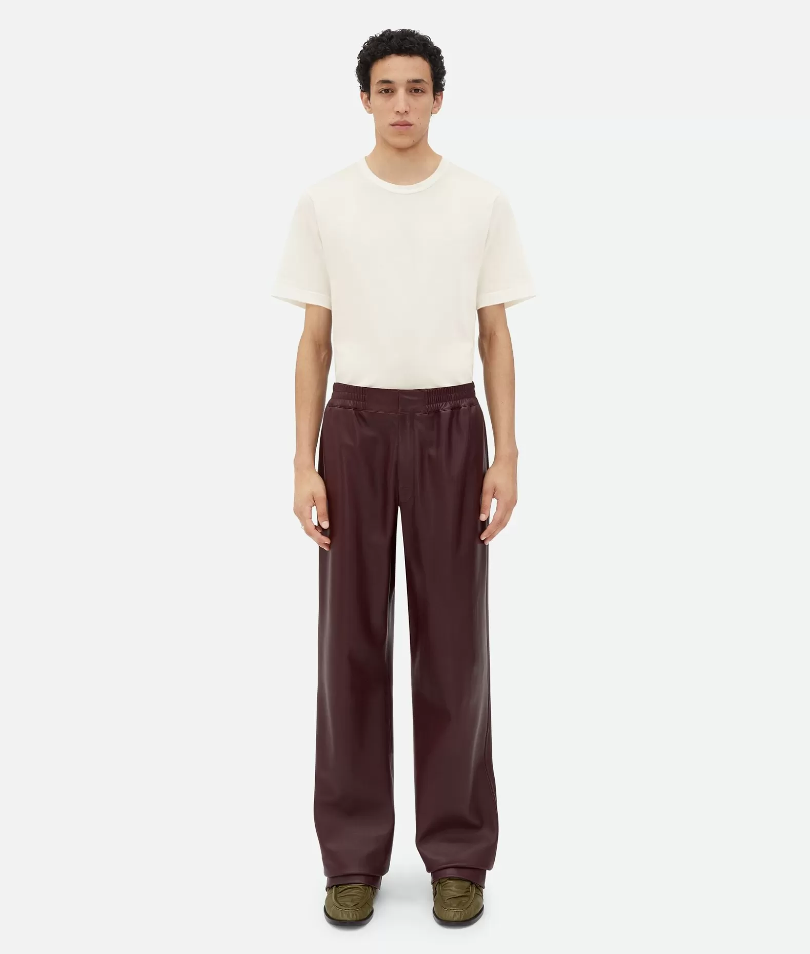 Pelle | Pantaloni E Shorts^Bottega Veneta Pantaloni Wide In Pelle Oxblood