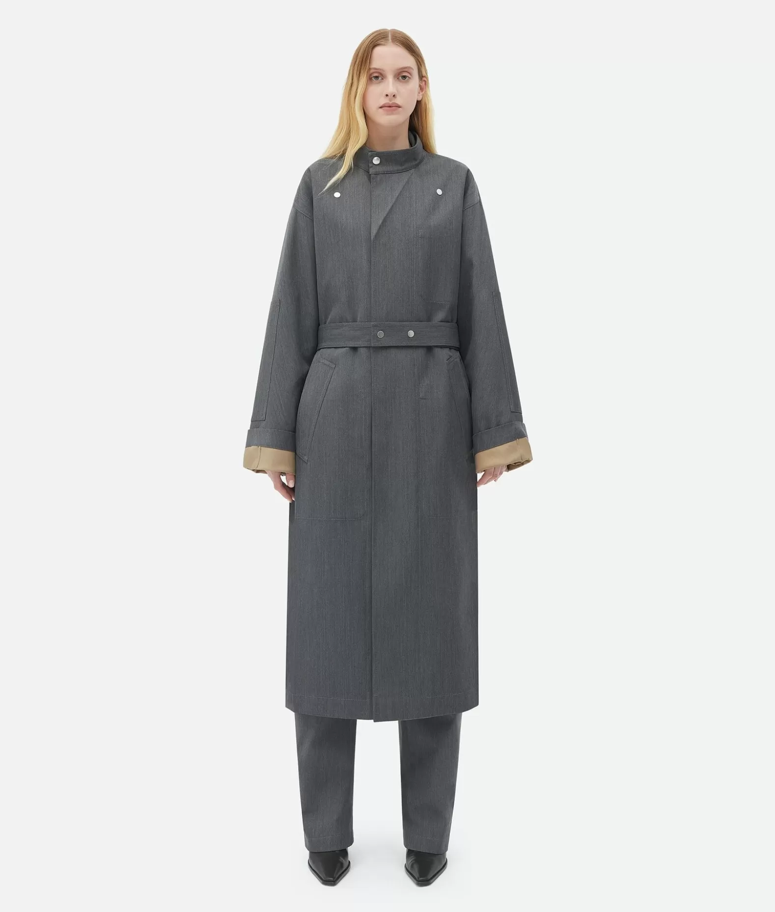 Cappotti^Bottega Veneta Parka In Lana E Cotone Foderato Charcoal/cane sugar