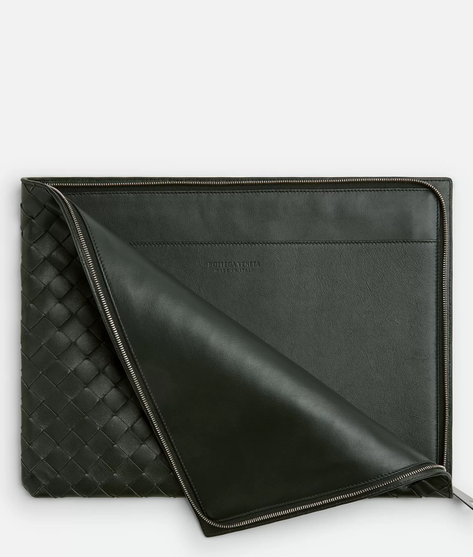 Pochettes^Bottega Veneta Pochette Intrecciato Con Mezza Zip Dark green