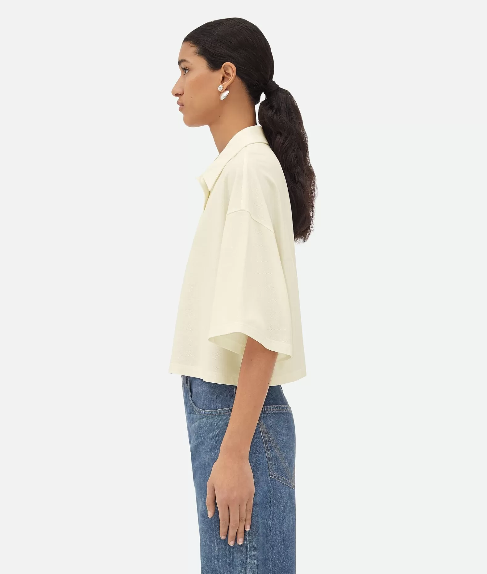 Top E T-Shirts^Bottega Veneta Polo Crop In Cotone Piqué Leggero Dove