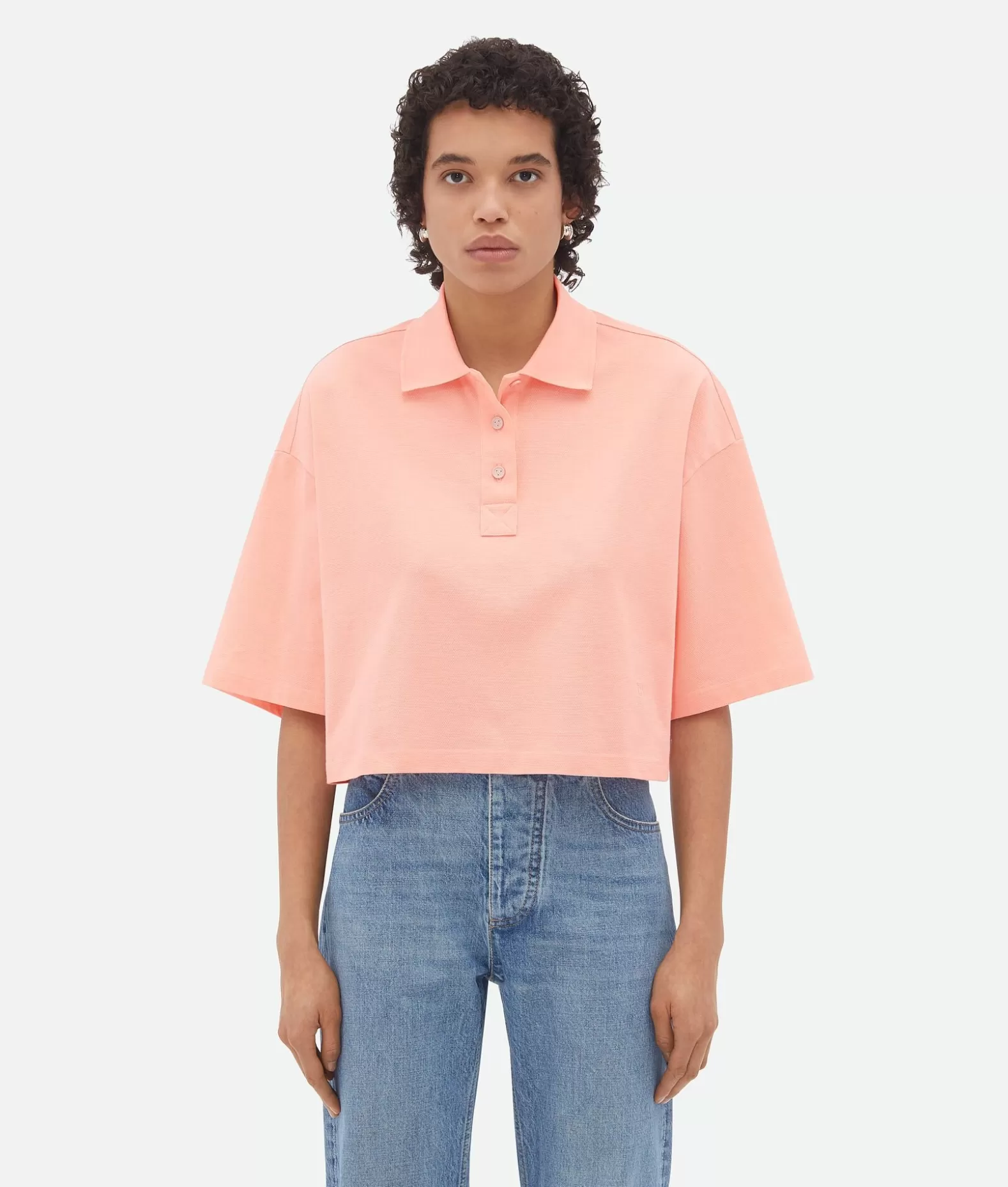 Top E T-Shirts^Bottega Veneta Polo Cropped In Cotone Piqué Powder pink