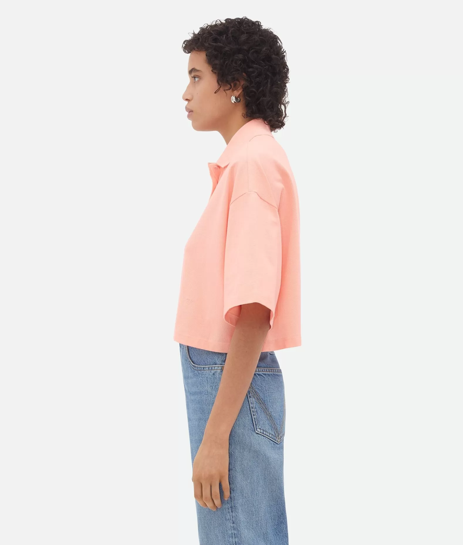 Top E T-Shirts^Bottega Veneta Polo Cropped In Cotone Piqué Powder pink