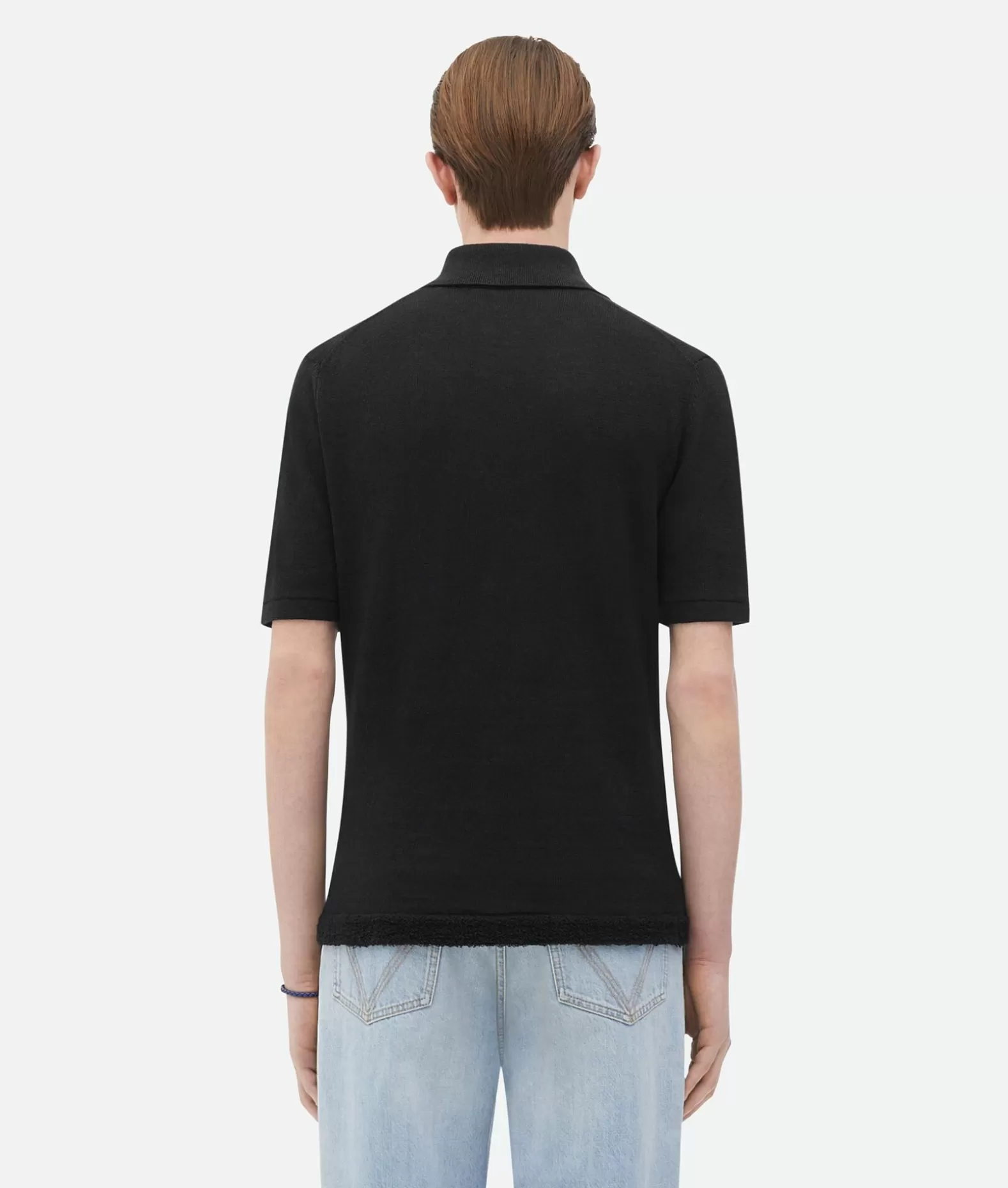 Polos^Bottega Veneta Polo In Lino Leggero Dal Taglio Slim Black