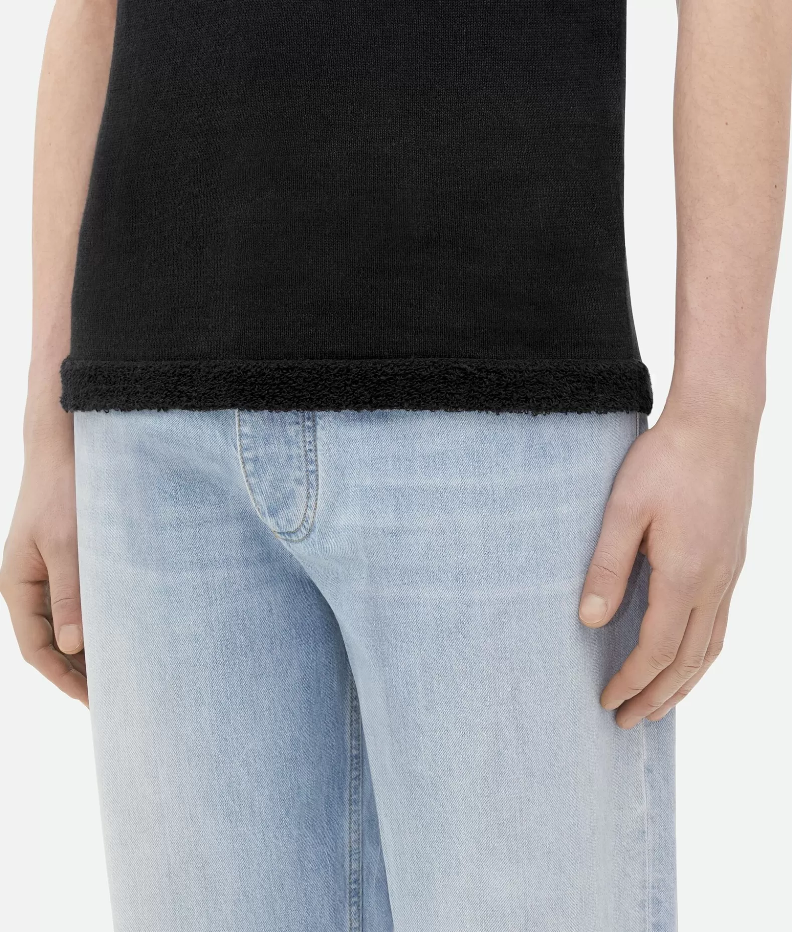 Polos^Bottega Veneta Polo In Lino Leggero Dal Taglio Slim Black