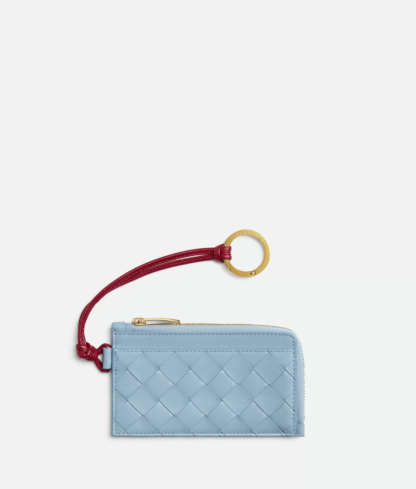 Porta Carte^Bottega Veneta Porta Carte Intrecciato Con Zip A L E Gancio Ice / Dark red