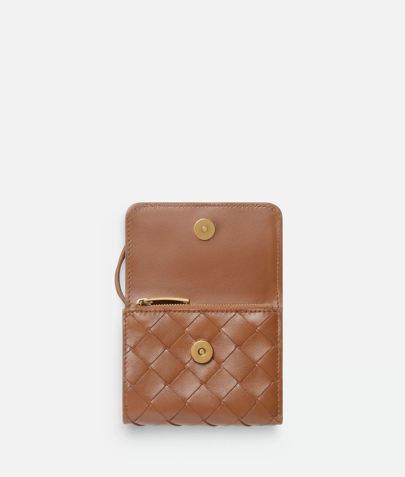 Portafogli Piccoli^Bottega Veneta Portafoglio Andiamo Tri-fold Con Zip Cognac