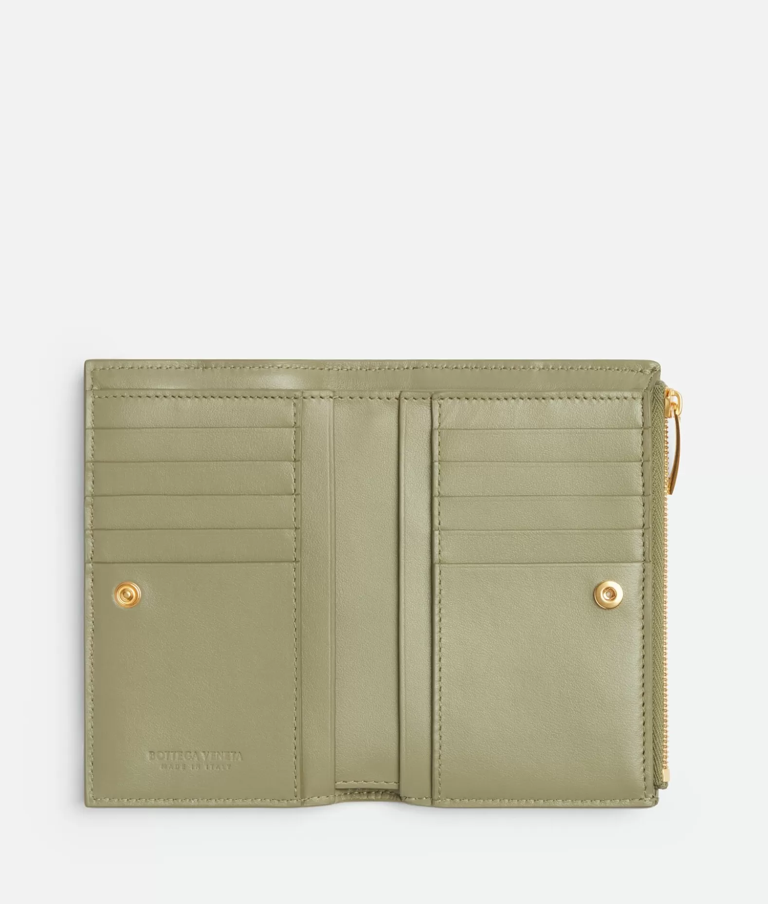 Portafogli Grandi^Bottega Veneta Portafoglio Cassette Bi-Fold Medio Con Zip Travertine