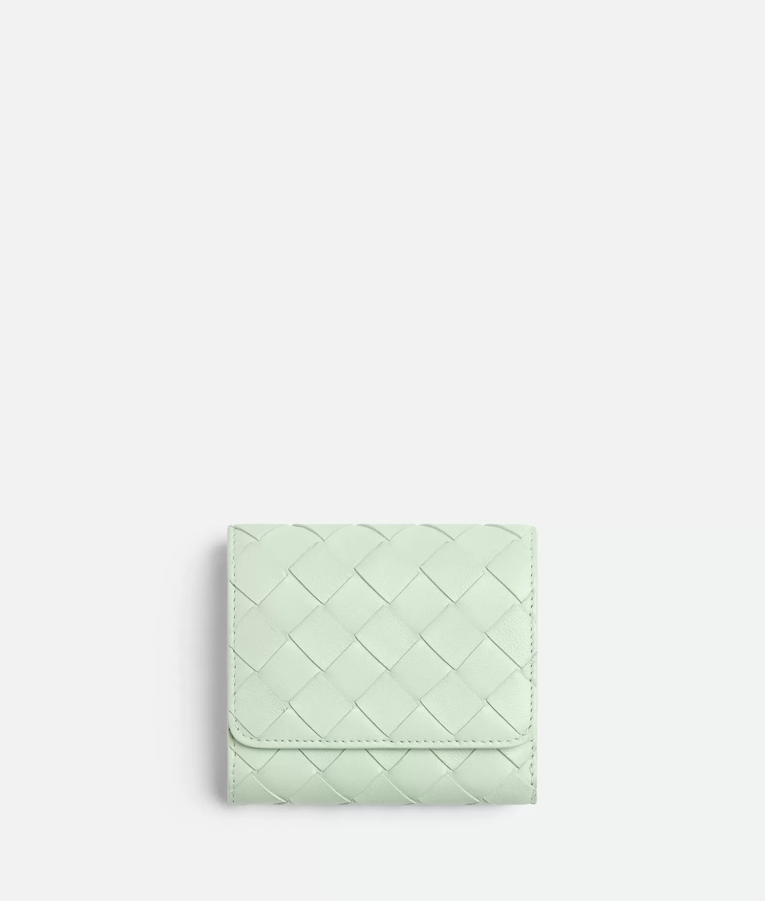 Portafogli Piccoli^Bottega Veneta Portafoglio Intrecciato Tri-fold Con Portamonete Origami Fresh mint