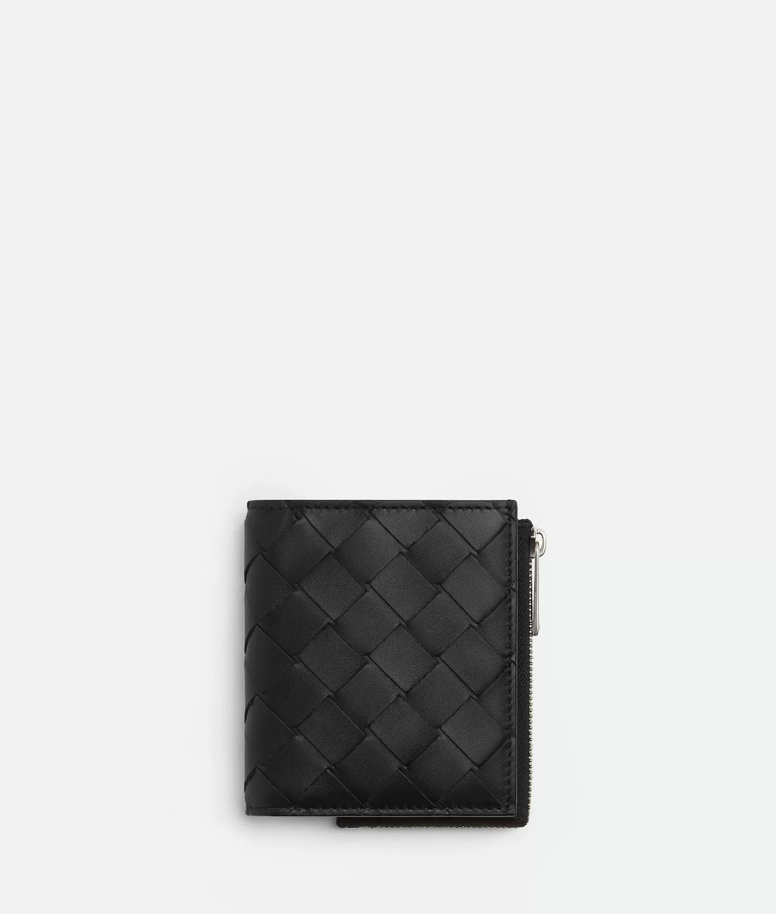 Portafogli Piccoli^Bottega Veneta Portafoglio Intrecciato Bi-fold Con Zip Black