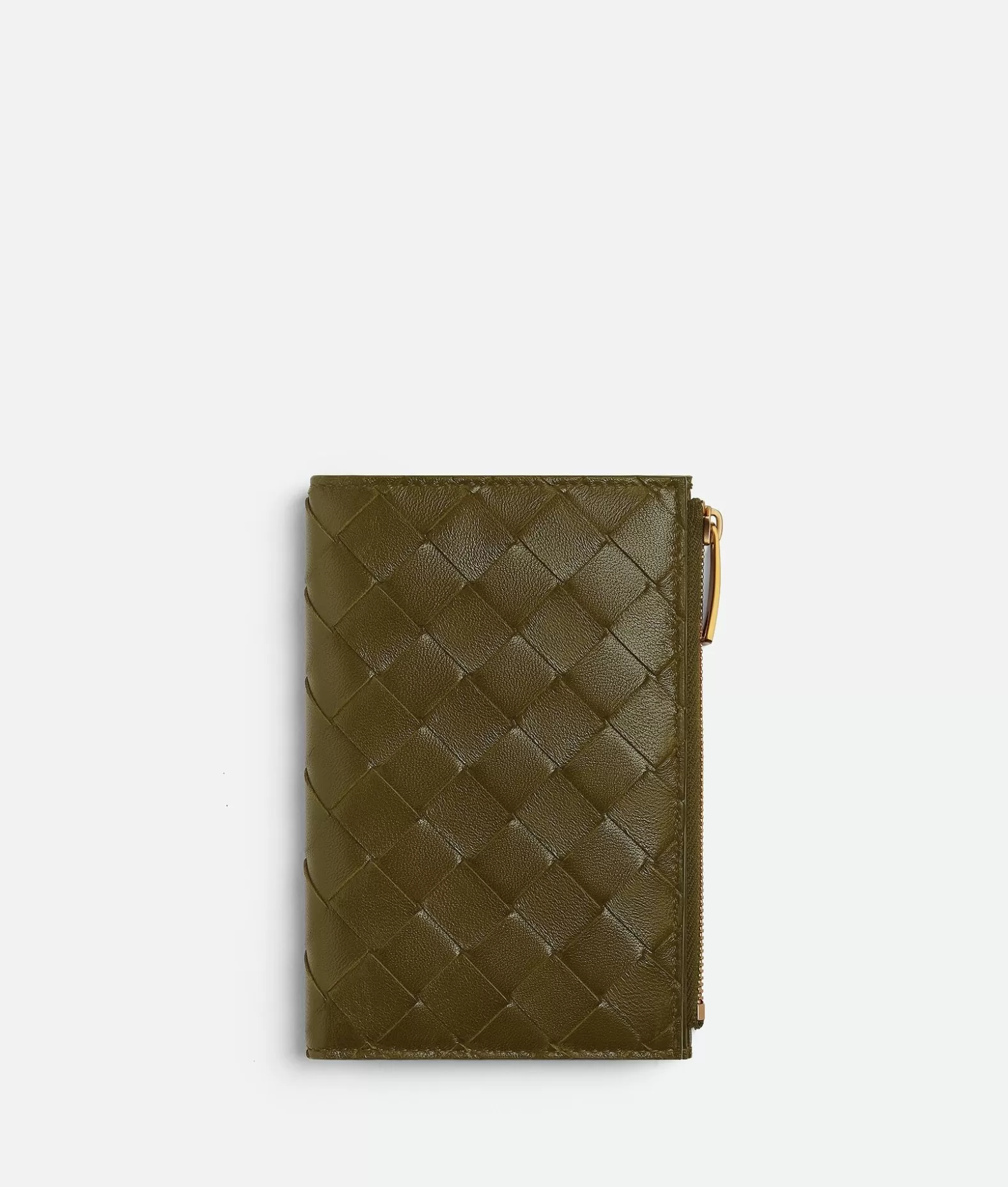 Portafogli Grandi^Bottega Veneta Portafoglio Intrecciato Bi-fold Medio Con Zip Olive oil