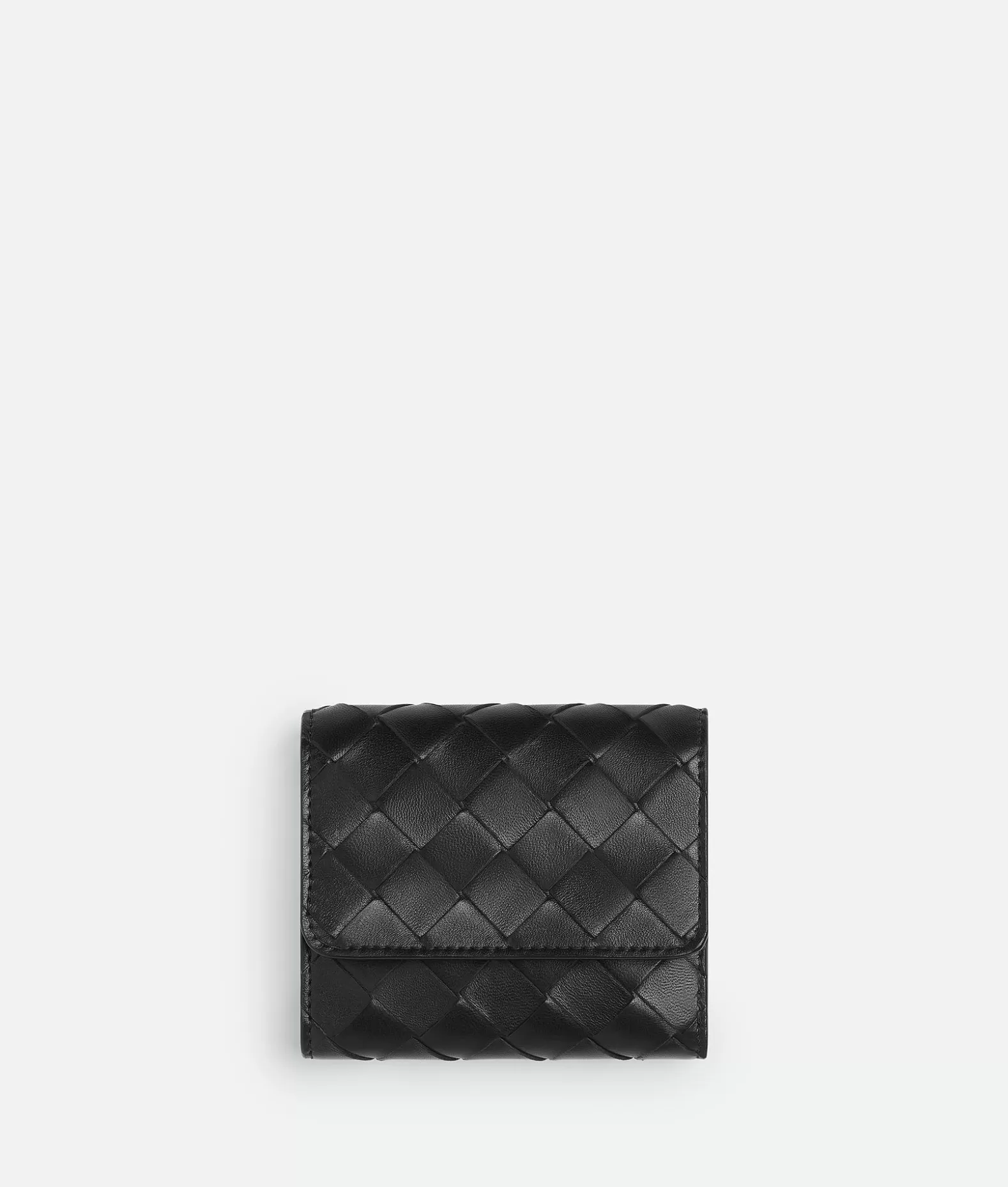 Portafogli Piccoli^Bottega Veneta Portafoglio Intrecciato Tri-fold Black