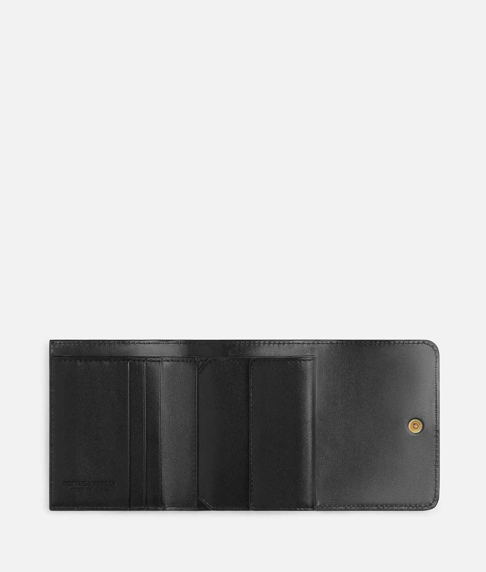 Portafogli Piccoli^Bottega Veneta Portafoglio Intrecciato Tri-fold Black