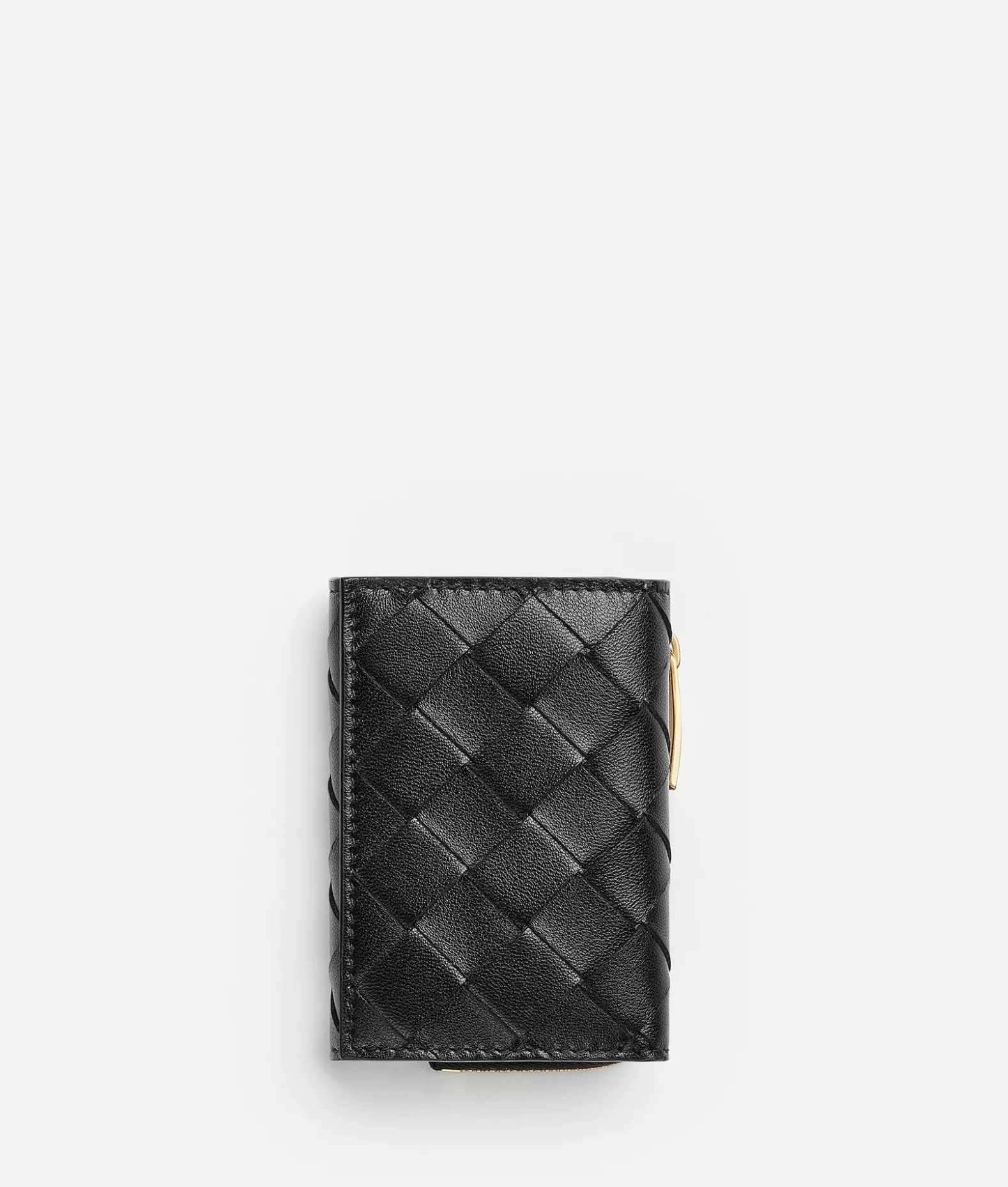 Portafogli Piccoli^Bottega Veneta Portafoglio Intrecciato Tri-Fold Piccolo Con Zip Black