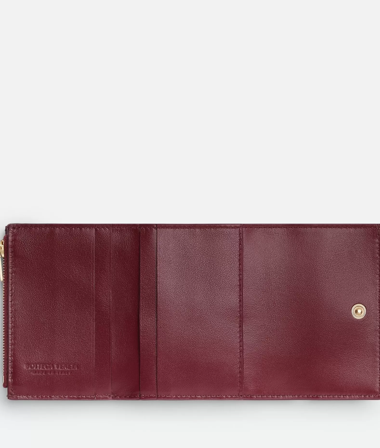 Portafogli Piccoli^Bottega Veneta Portafoglio Tri-Fold Con Zip Bordeaux