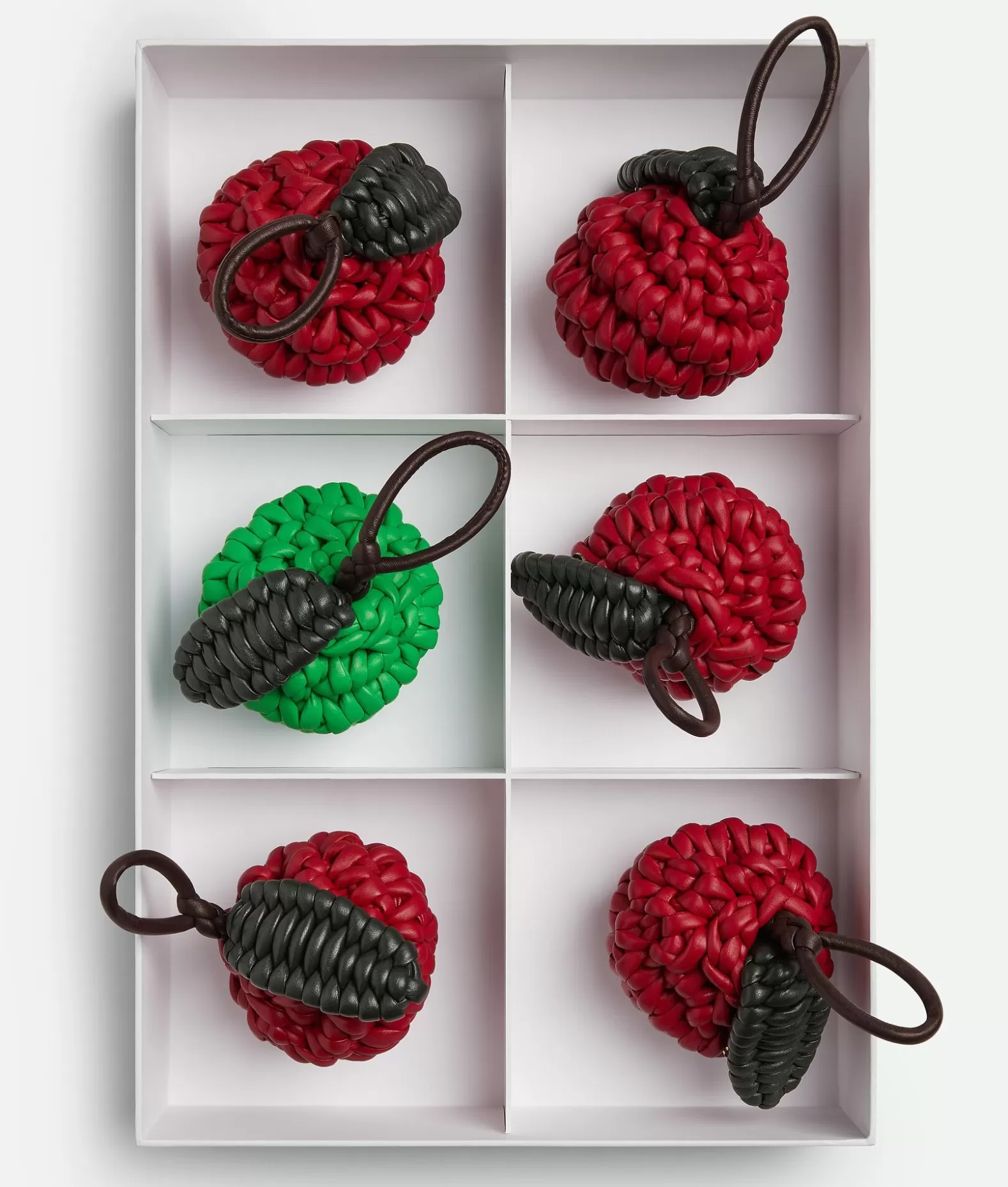 Mostra Tutto | Accessori In Pelle^Bottega Veneta Set Mele In Nappa Con Motivo Intreccio Dark red /grass/dark green/fondant