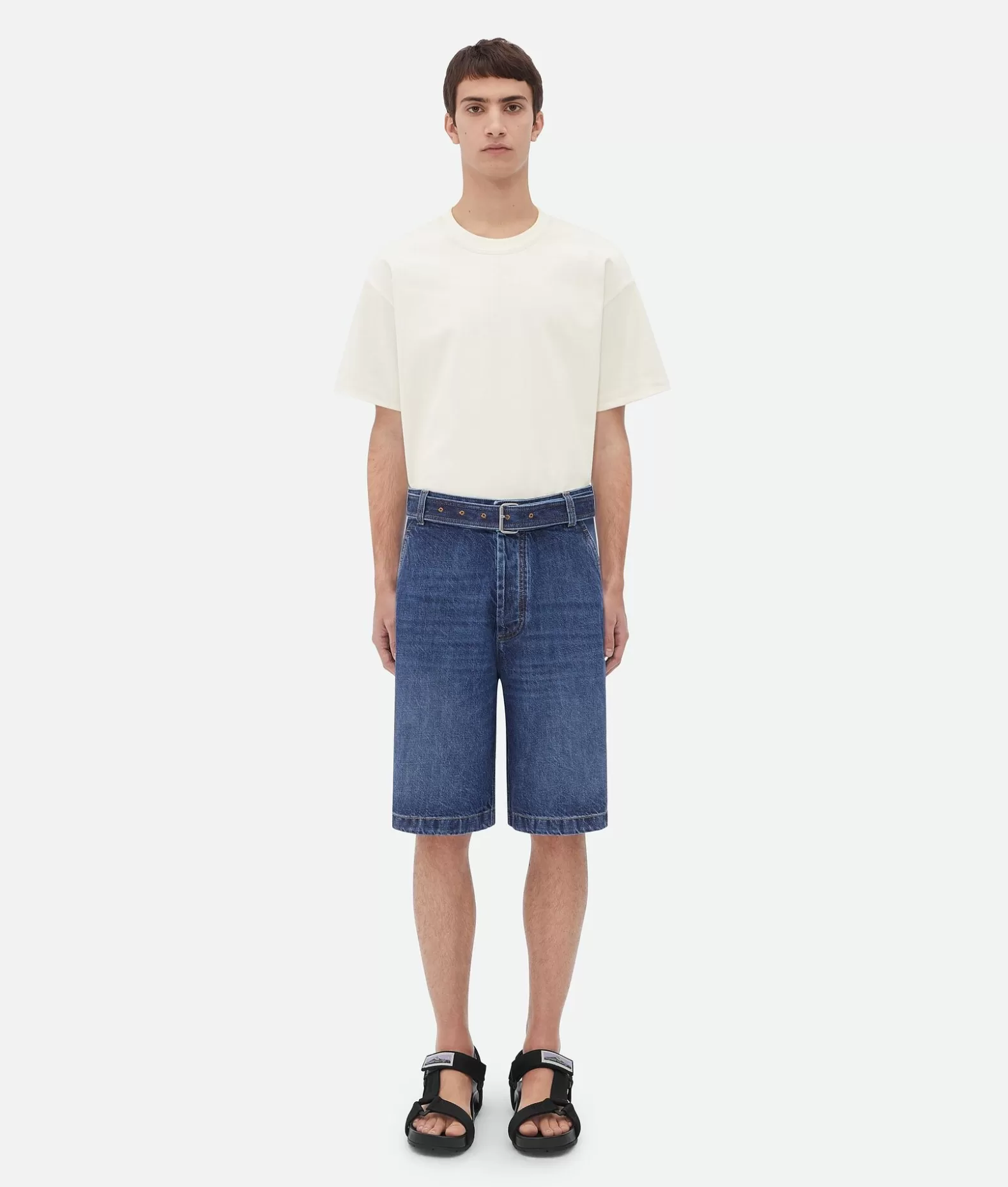 Denim | Pantaloni E Shorts^Bottega Veneta Short In Denim Con Cintura Mid blue